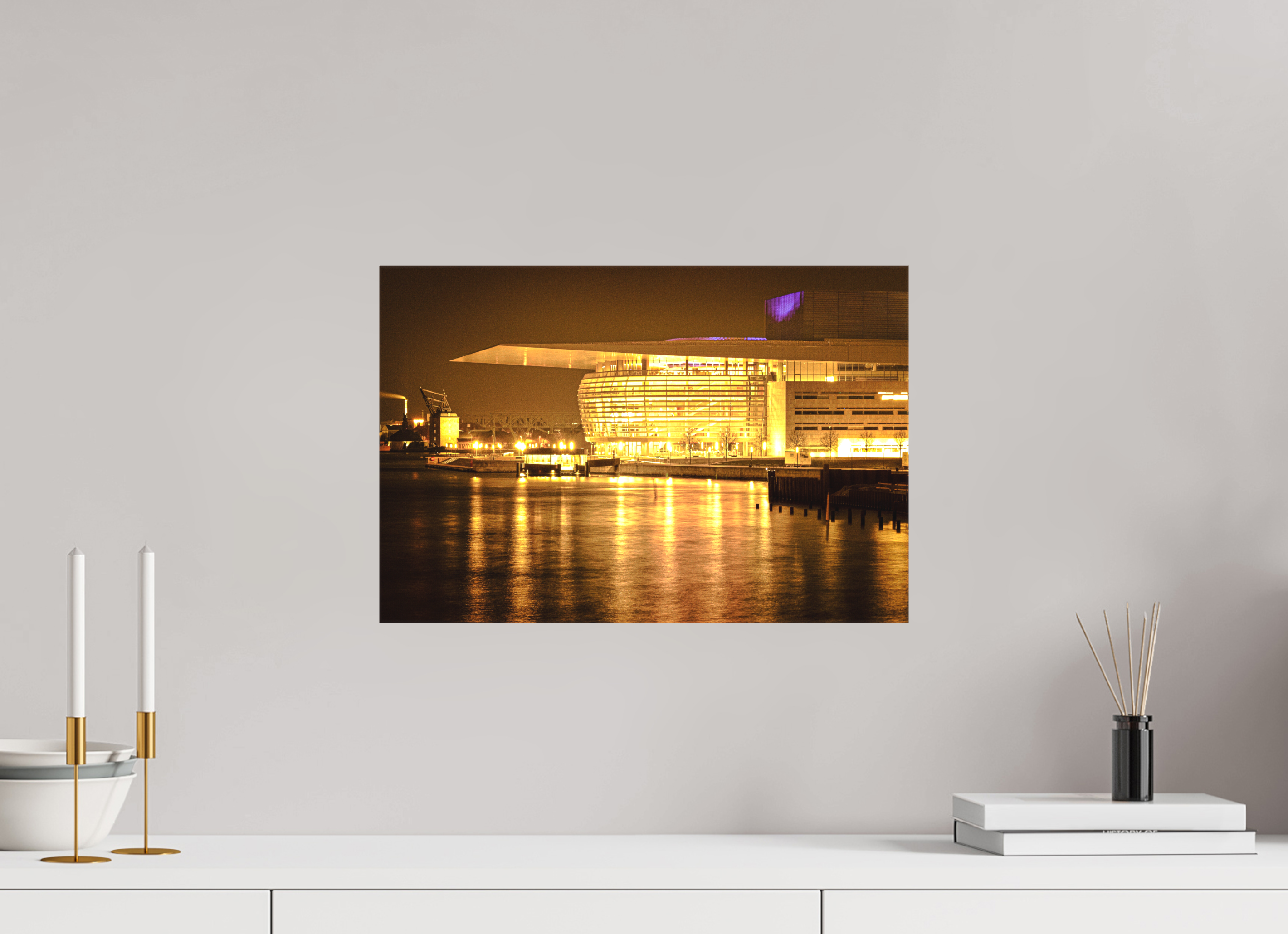 45 x 30 cm, Matte Canvas on Stretcher Frame Operaen at Night