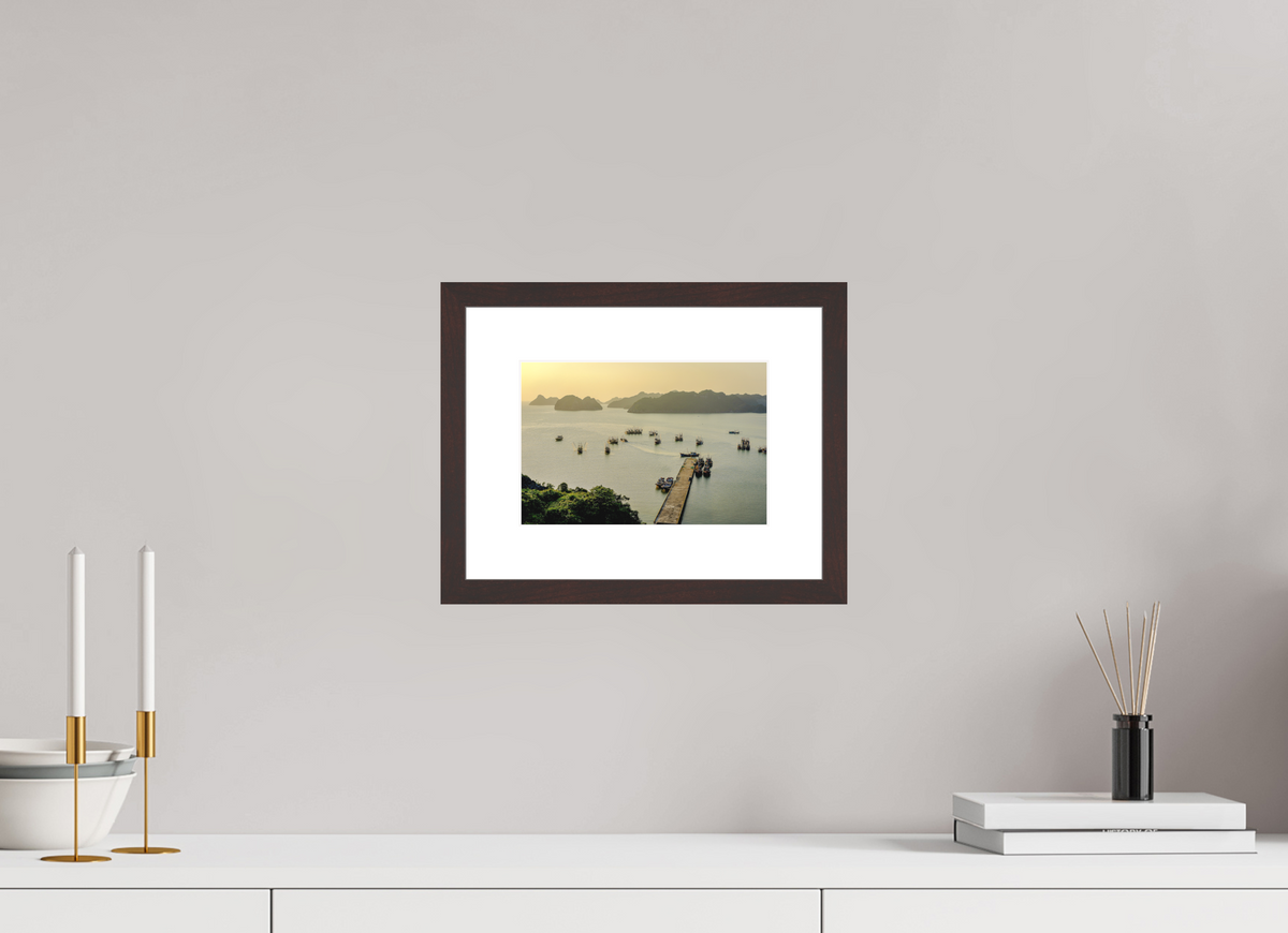 22.2 x 15 cm, Baryta Prestige II with Matte Float Glass Golden Harbour – Cat Ba Island, Vietnam