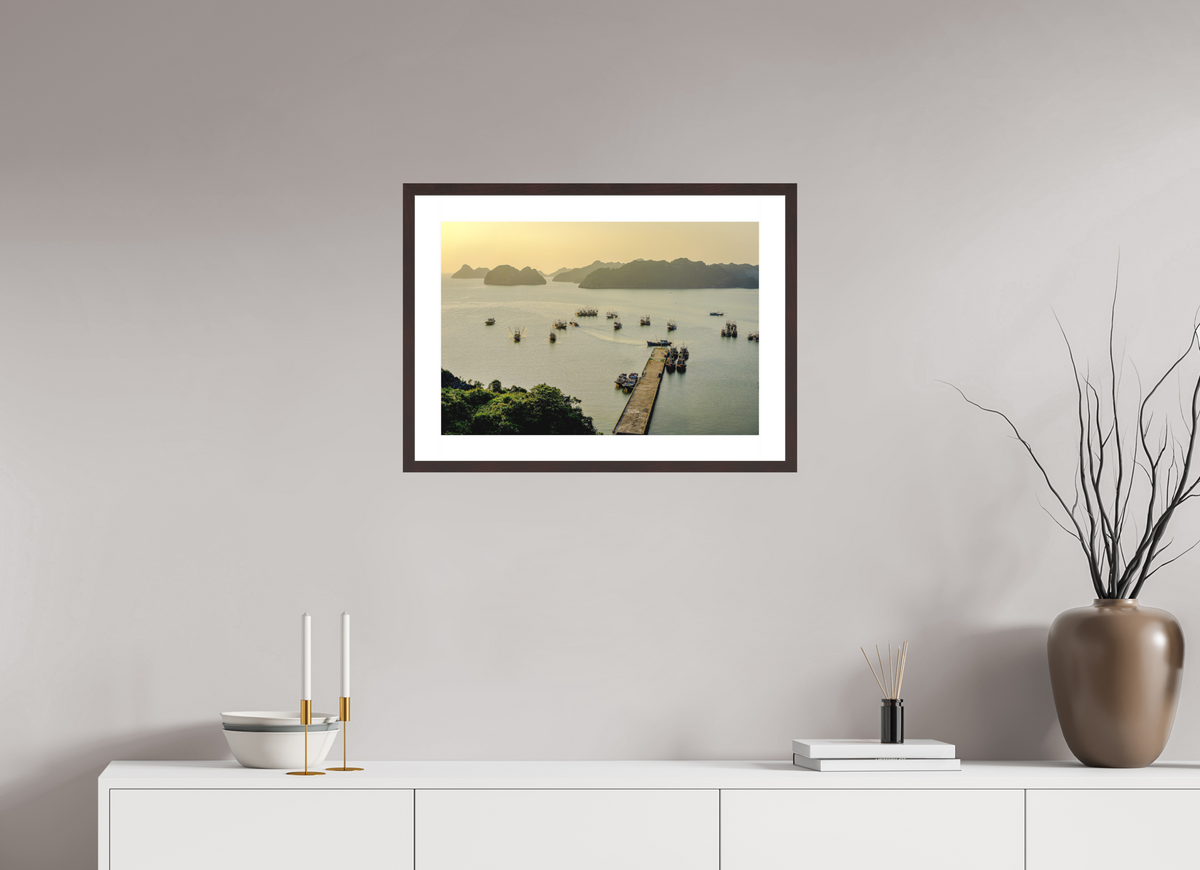 59.1 x 40 cm, Baryta Prestige II with Matte Float Glass Golden Harbour – Cat Ba Island, Vietnam