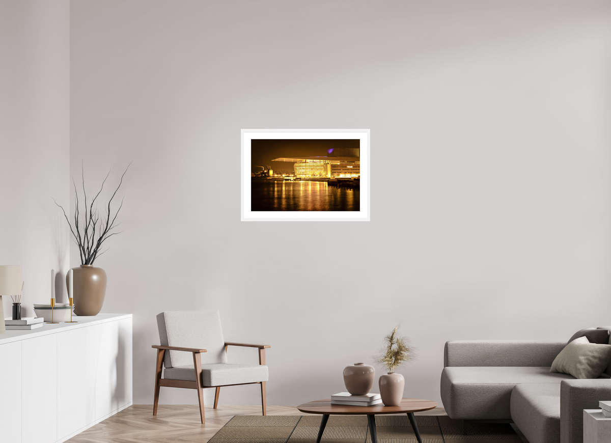 75 x 50 cm, Fine Art Print with Frame Operaen at Night