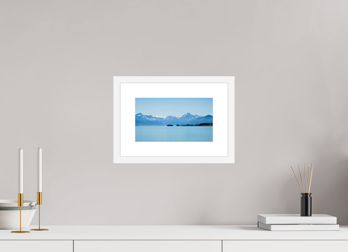 25.8 x 15 cm, Fine Art Print with Frame Aoraki Reflections – Lake Pukaki & Mount Cook, New Zealand