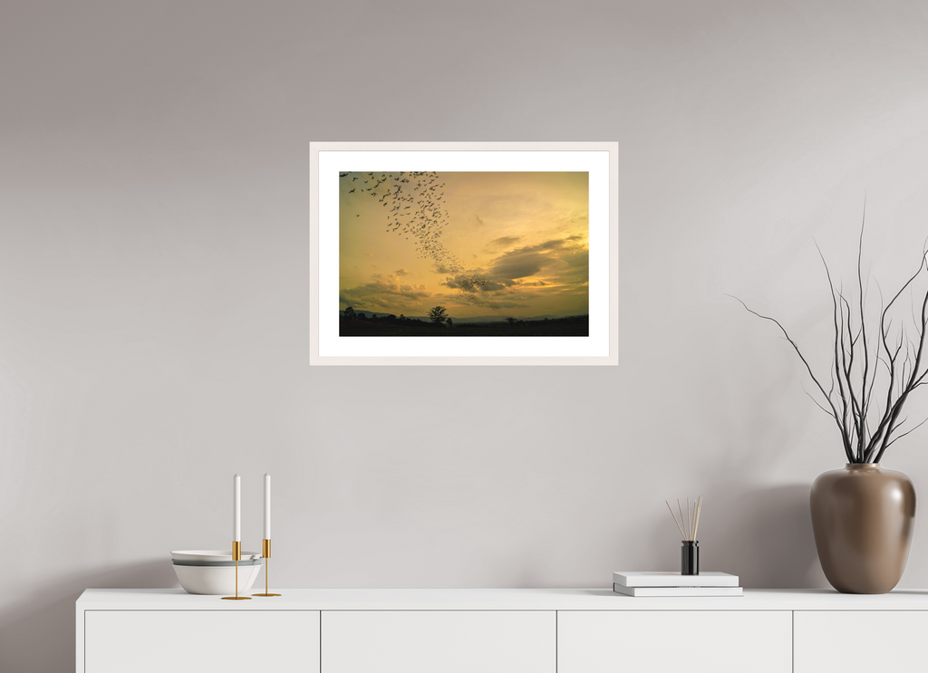 60 x 40 cm, Solid Wood Frame with Passe Partout Dusk Emergence