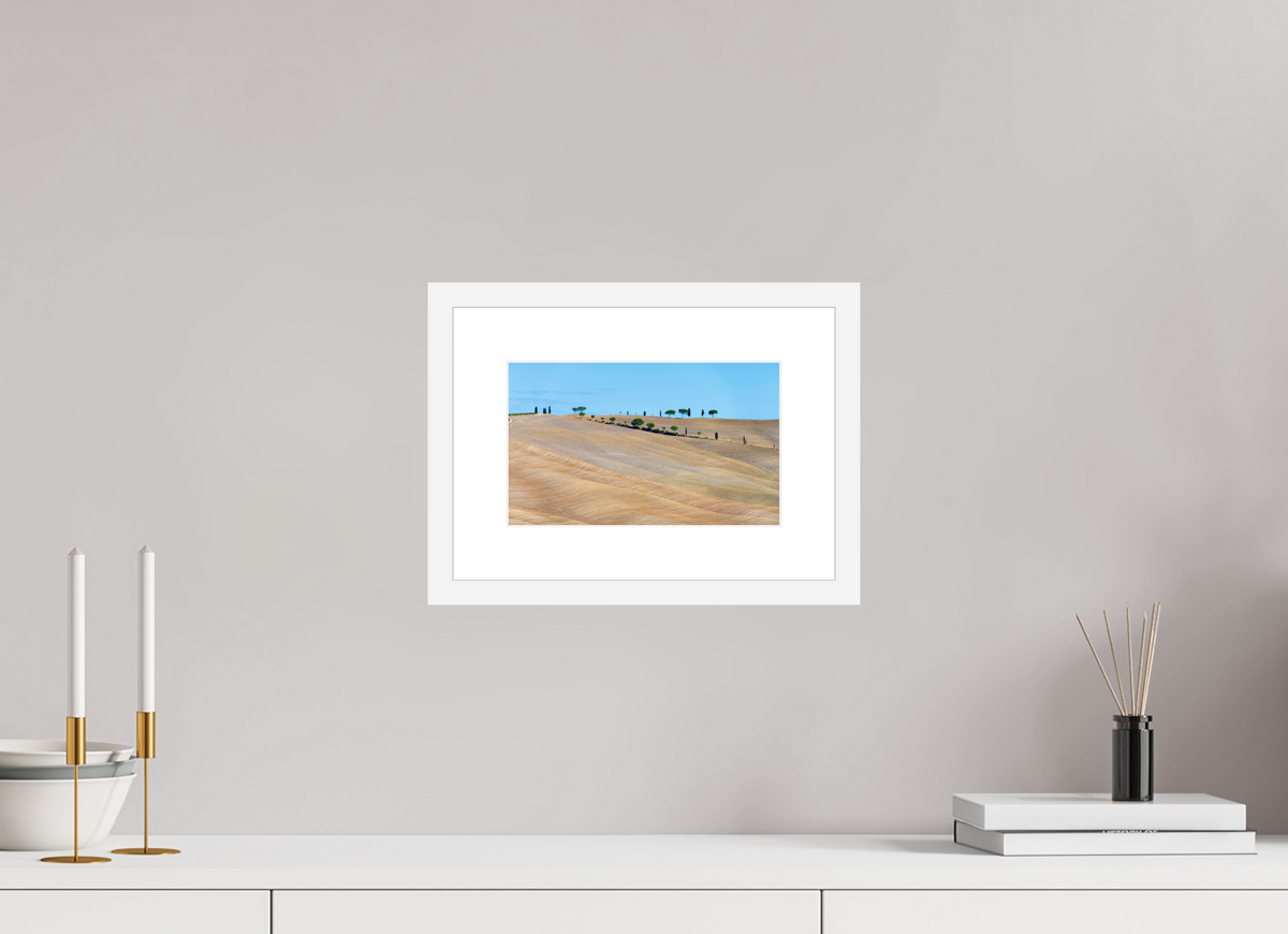 24.4 x 15 cm, Fine Art Print with Frame Waves of the Harvest, Tuscany, Italy