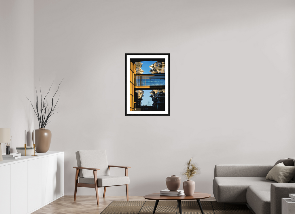 50 x 75 cm, Smooth Natural Paper Print with Frame Between the Towers