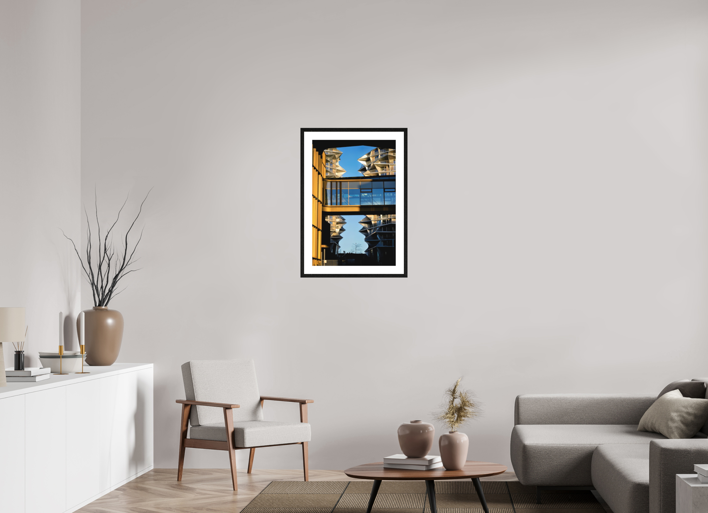 50 x 75 cm, Smooth Natural Paper Print with Frame Between the Towers