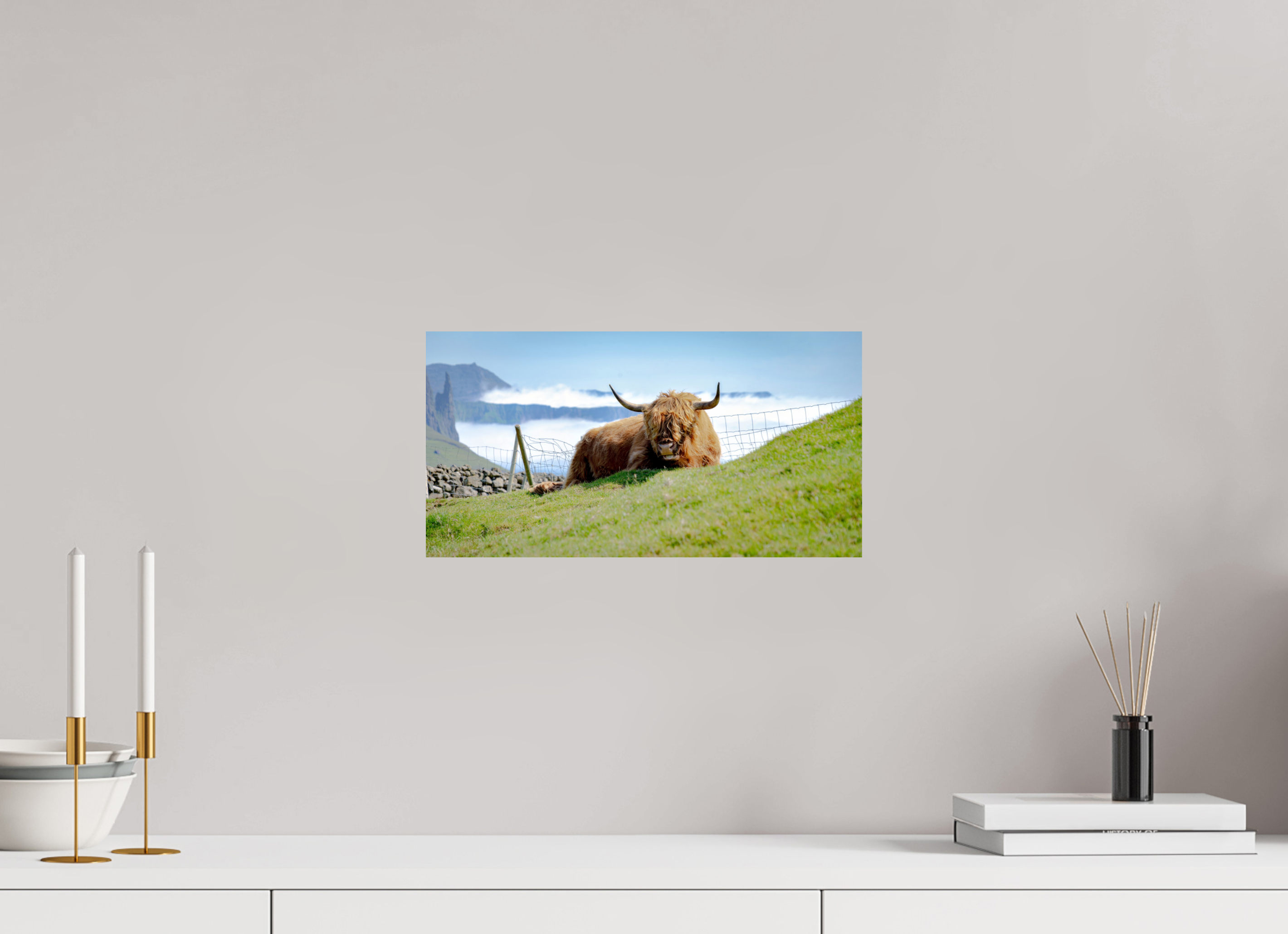 38.6 x 20 cm, Photo Print On Fuji Crystal DP II Highland Cow of the Faroe Islands