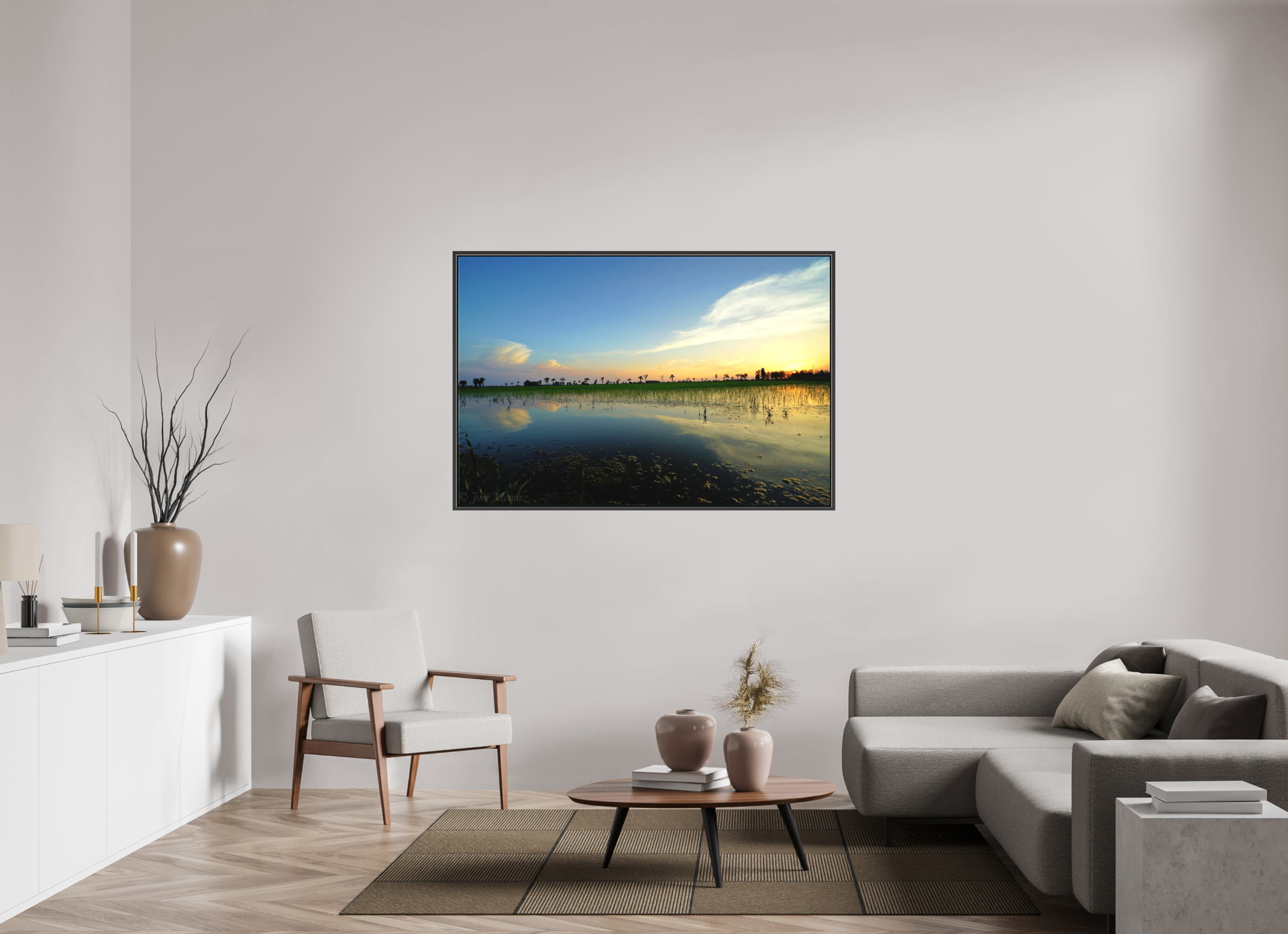 150 x 100 cm, Canvas Rice Fields at Twilight