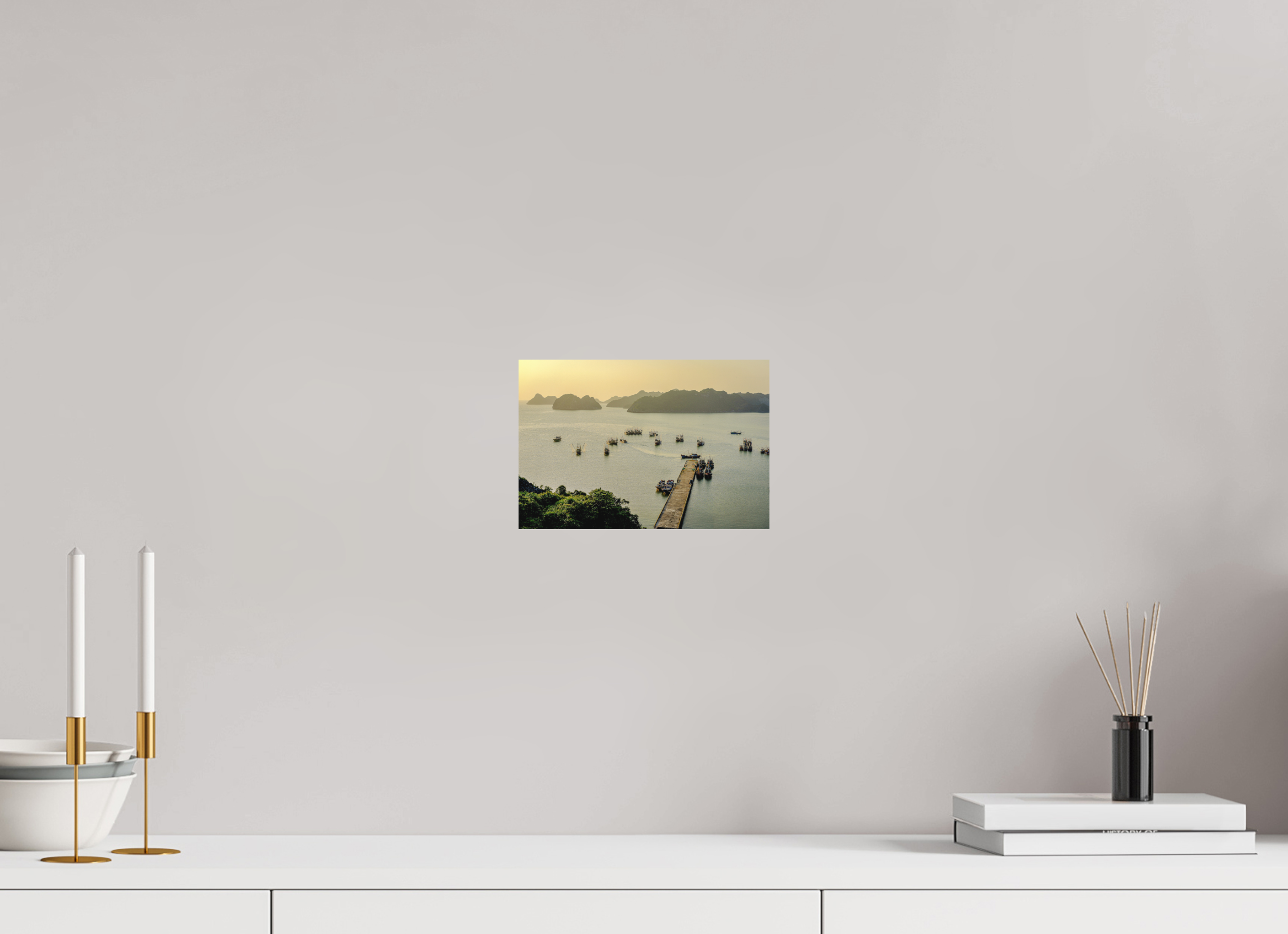 22.2 x 15 cm, Fine Art Print Smooth Golden Harbour – Cat Ba Island, Vietnam
