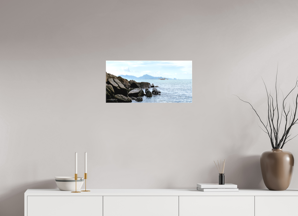 62.6 x 30 cm, Matte Canvas on Stretcher Frame Black Rocks