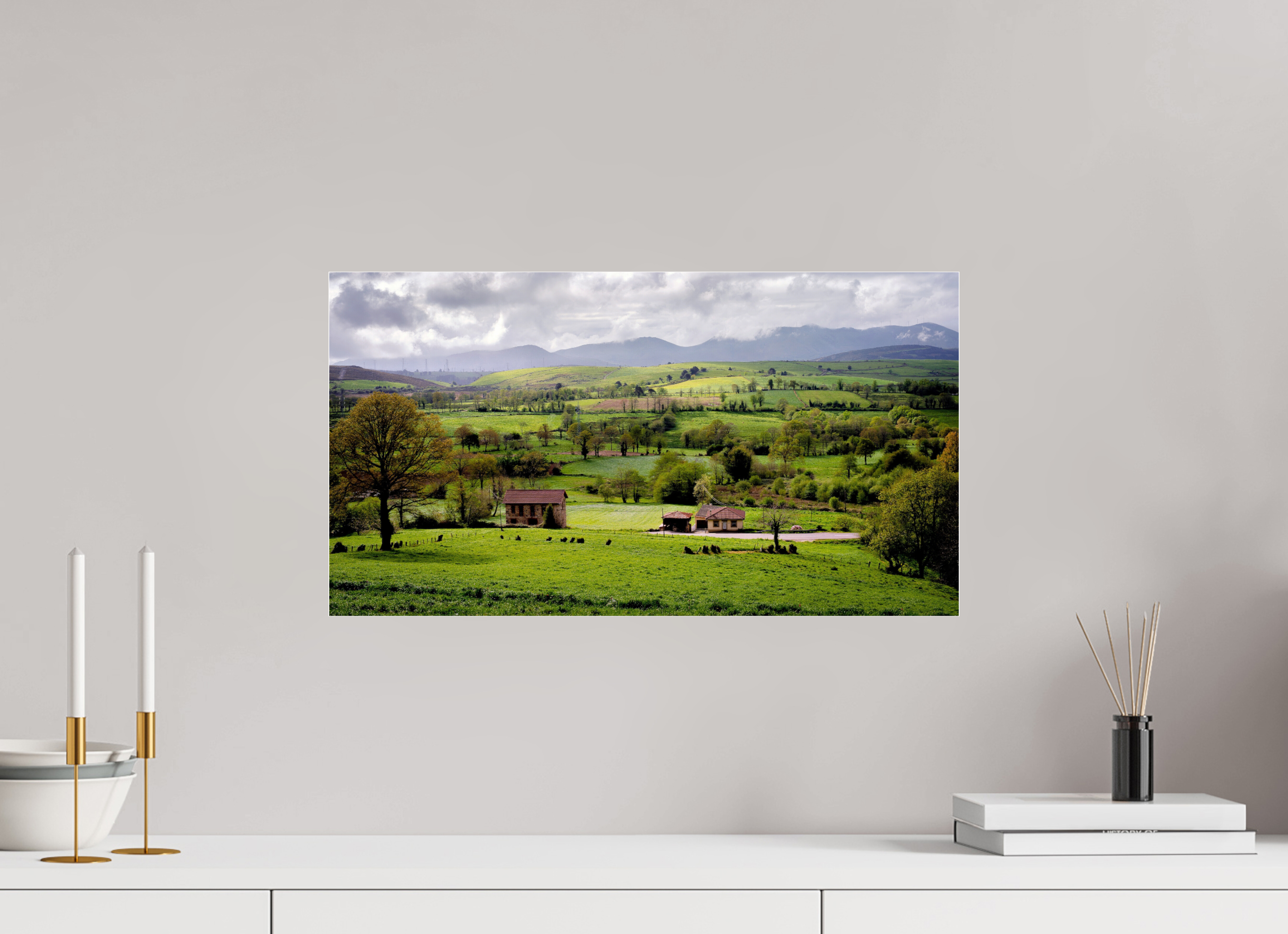 54.9 x 30 cm, Photo Print Under Acrylic Glass A Lush Hilly Countryside in Spain