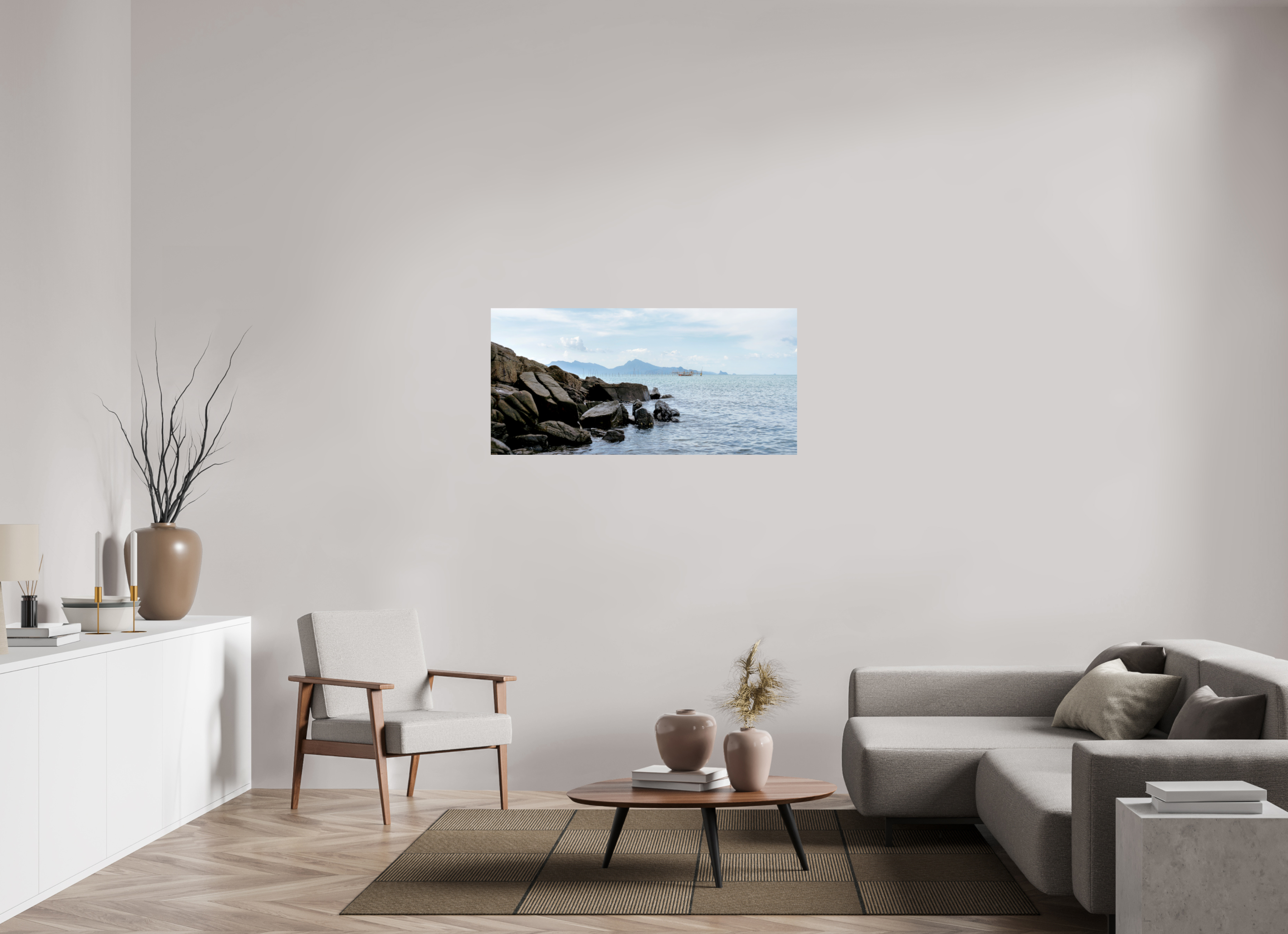 125.3 x 60 cm, Photo Print On Fuji Crystal DP II Black Rocks