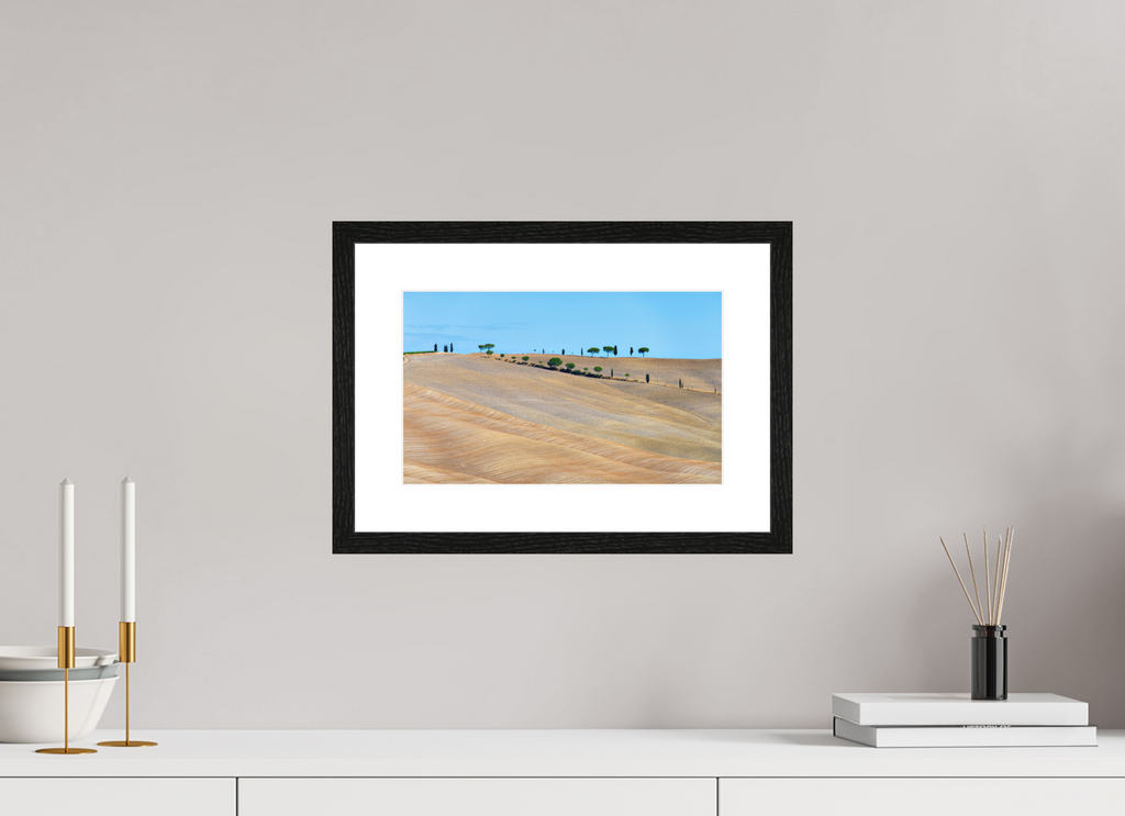 32.5 x 20 cm, Smooth Natural Paper Print with Frame Waves of the Harvest, Tuscany, Italy