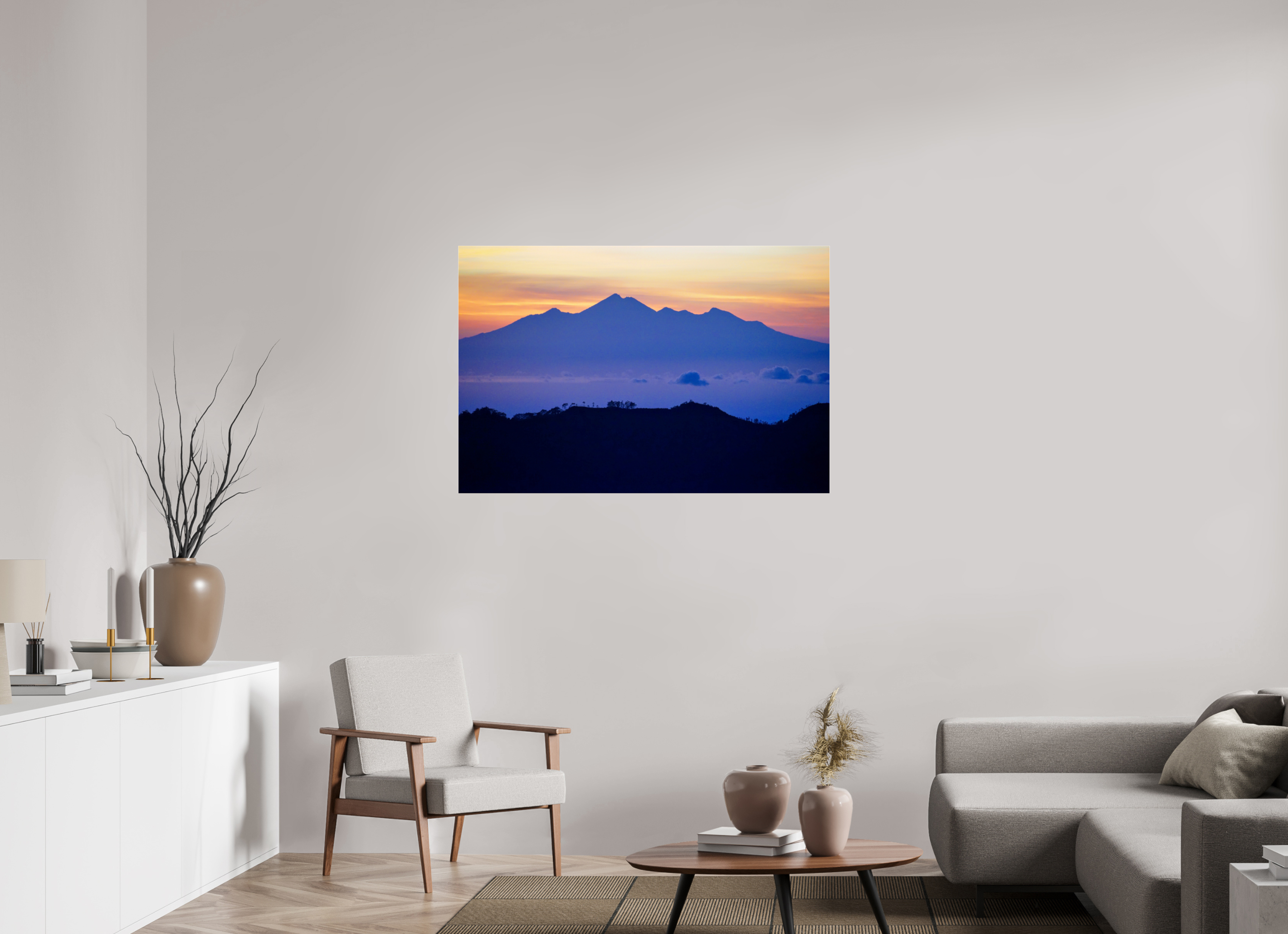 120 x 80 cm, Photo Print Under Acrylic Glass Mount Agung at Sunrise, Bali-Indonesia