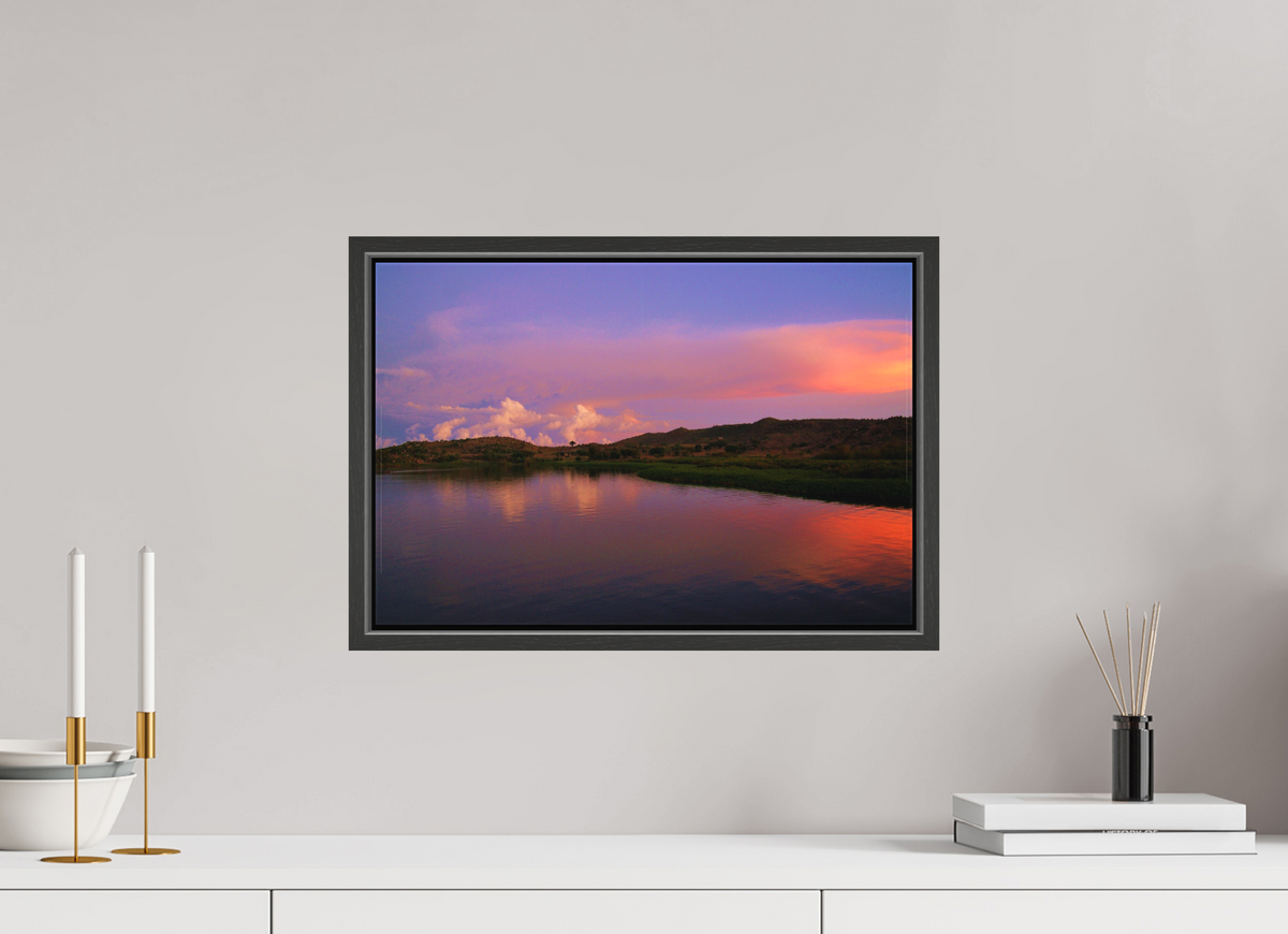 45 x 30 cm, Textile Print Canvas with 15 mm Width Gap Frame Sunrise Hues - Tanzania