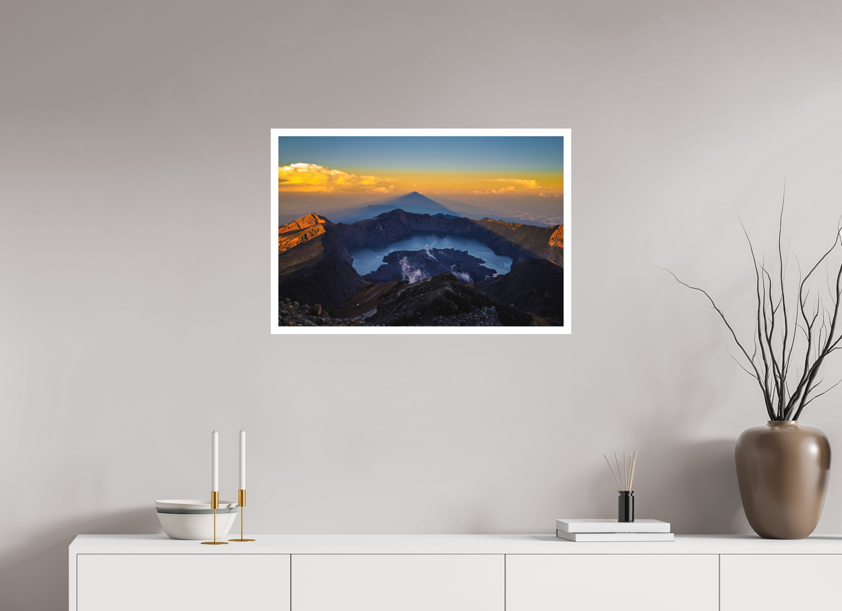 75 x 50 cm, Print on Forex with Mounting Mount Rinjani's Caldera  - Lombok - Indonesia