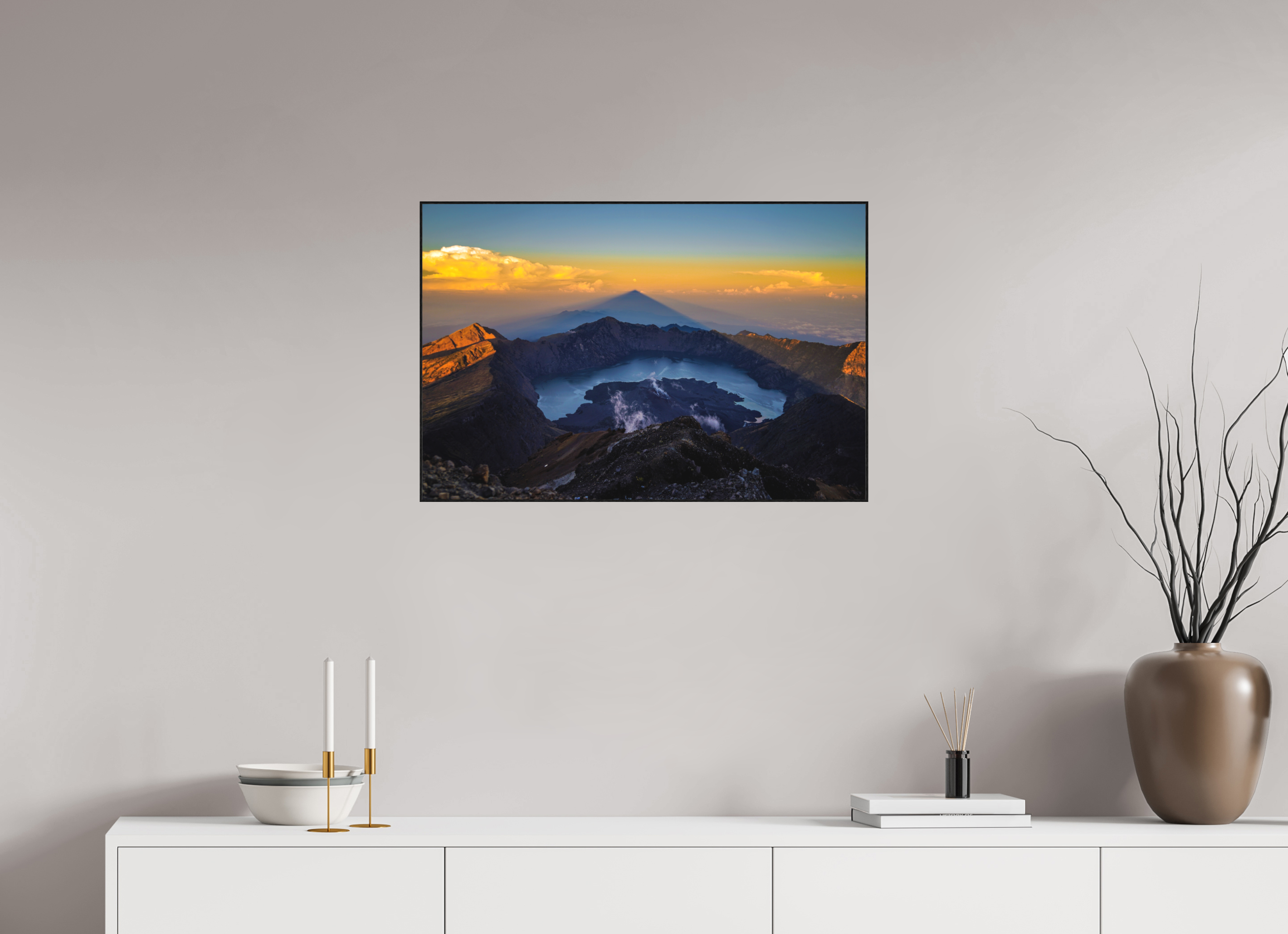 75 x 50 cm, Solid Wood Artbox The Caldera of Mount Rinjani - Lombok - Indonesia
