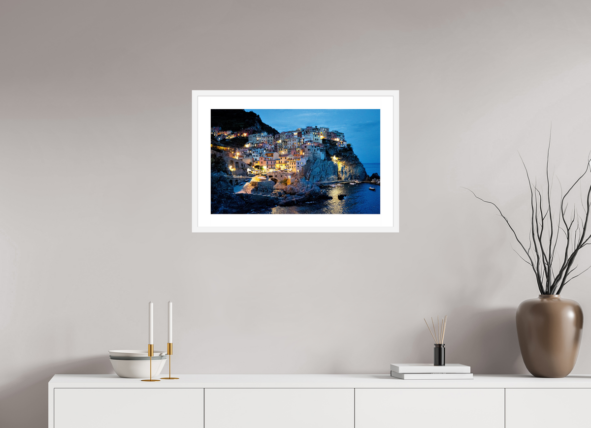 63.9 x 40 cm, Fine Art Print with Frame Manarola Harbour