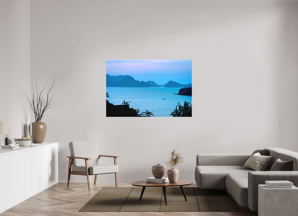 150 x 100 cm, Matte Canvas on Stretcher Frame Blue Silence at Dusk