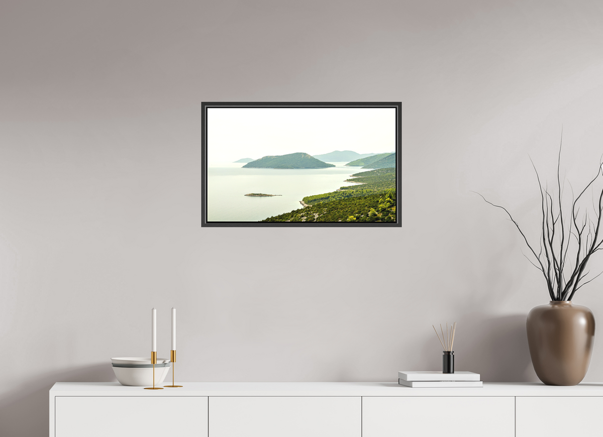 67.1 x 40 cm, Textile Print Canvas with 15 mm Width Gap Frame Floating Islands - Croatia