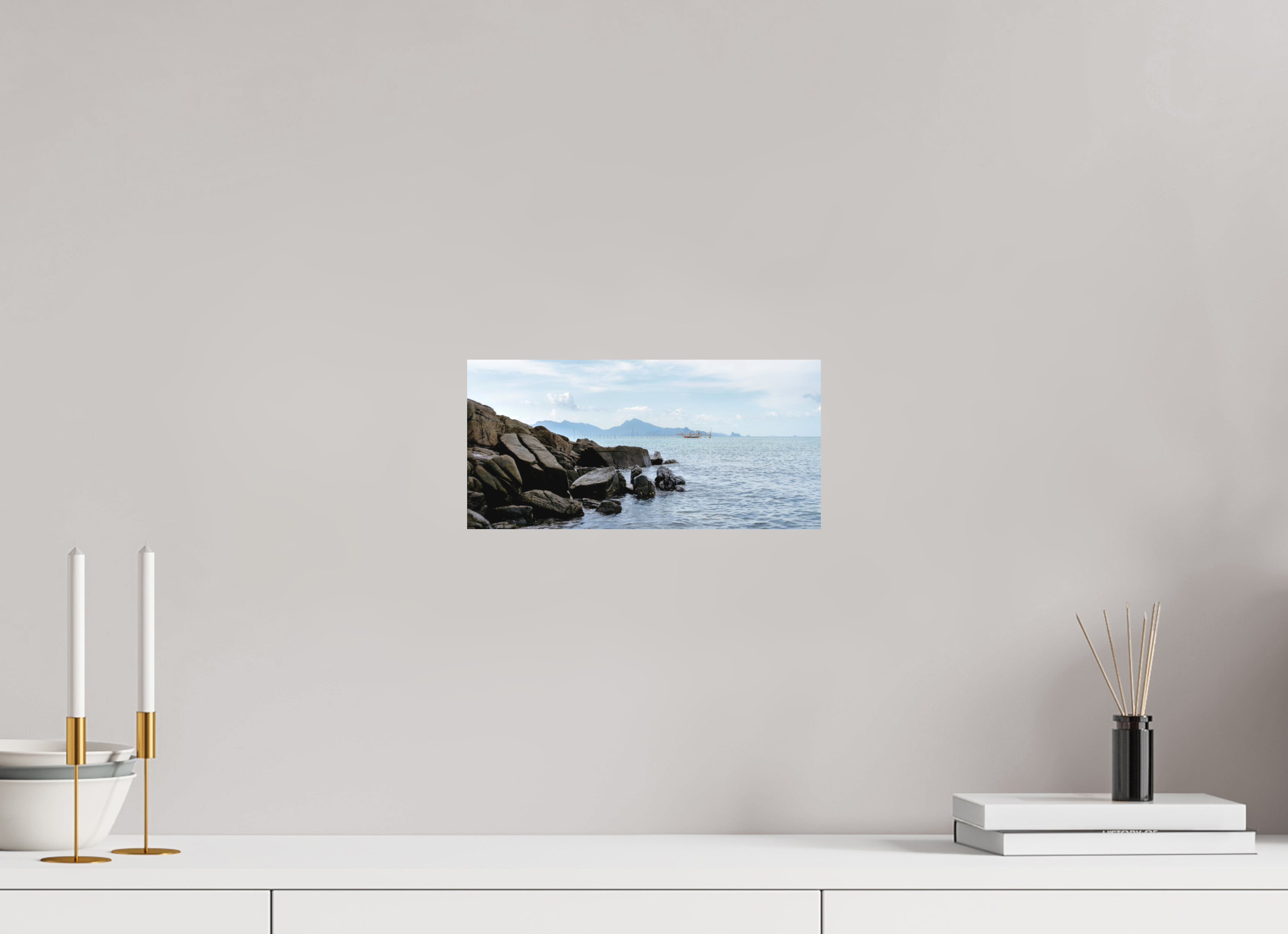 31.3 x 15 cm, Fine Art Print Smooth Black Rocks