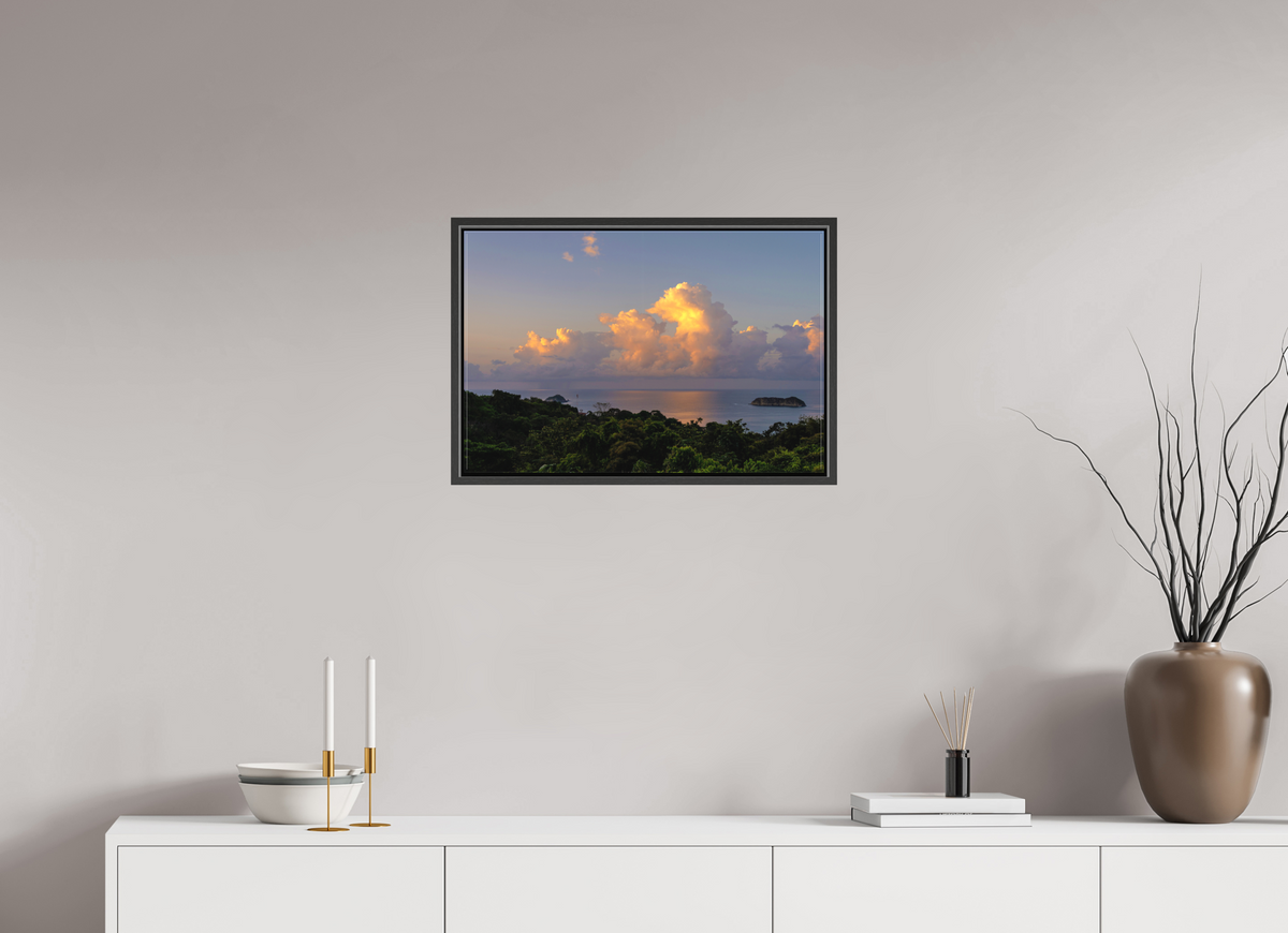 60 x 40 cm, Textile Print with 15 mm Width Gap Frame Morning Clouds - Costa Rica
