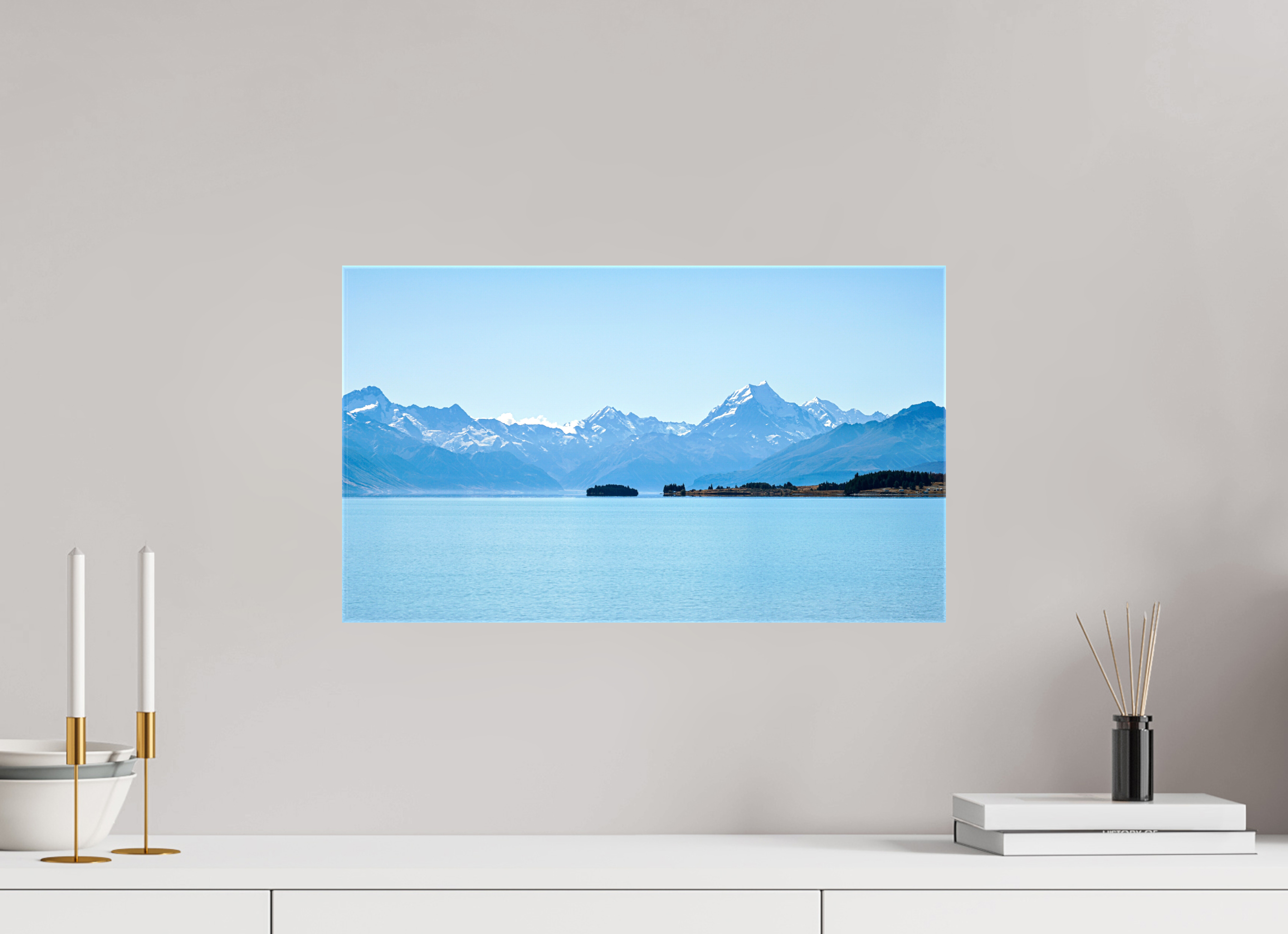 51.5 x 30 cm, Canvases Unframed Aoraki Reflections – Lake Pukaki & Mount Cook, New Zealand