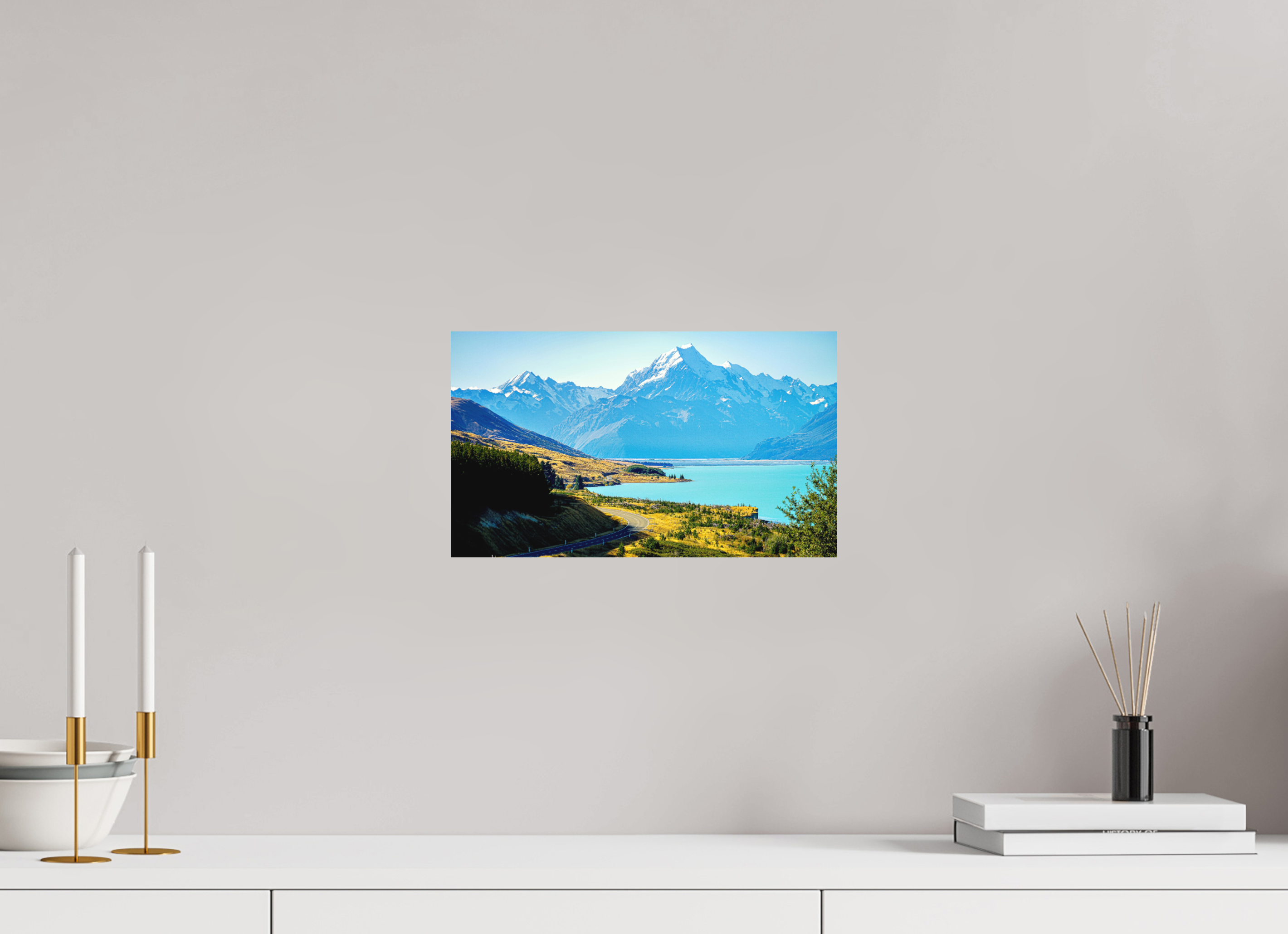 34.2 x 20 cm, Fine Art Print Smooth Mount Cook Road - New Zealand