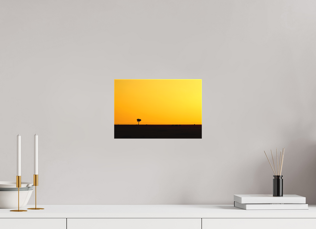 30 x 20 cm, Matte Canvas on Stretcher Frame Golden Sky over the African Savannah