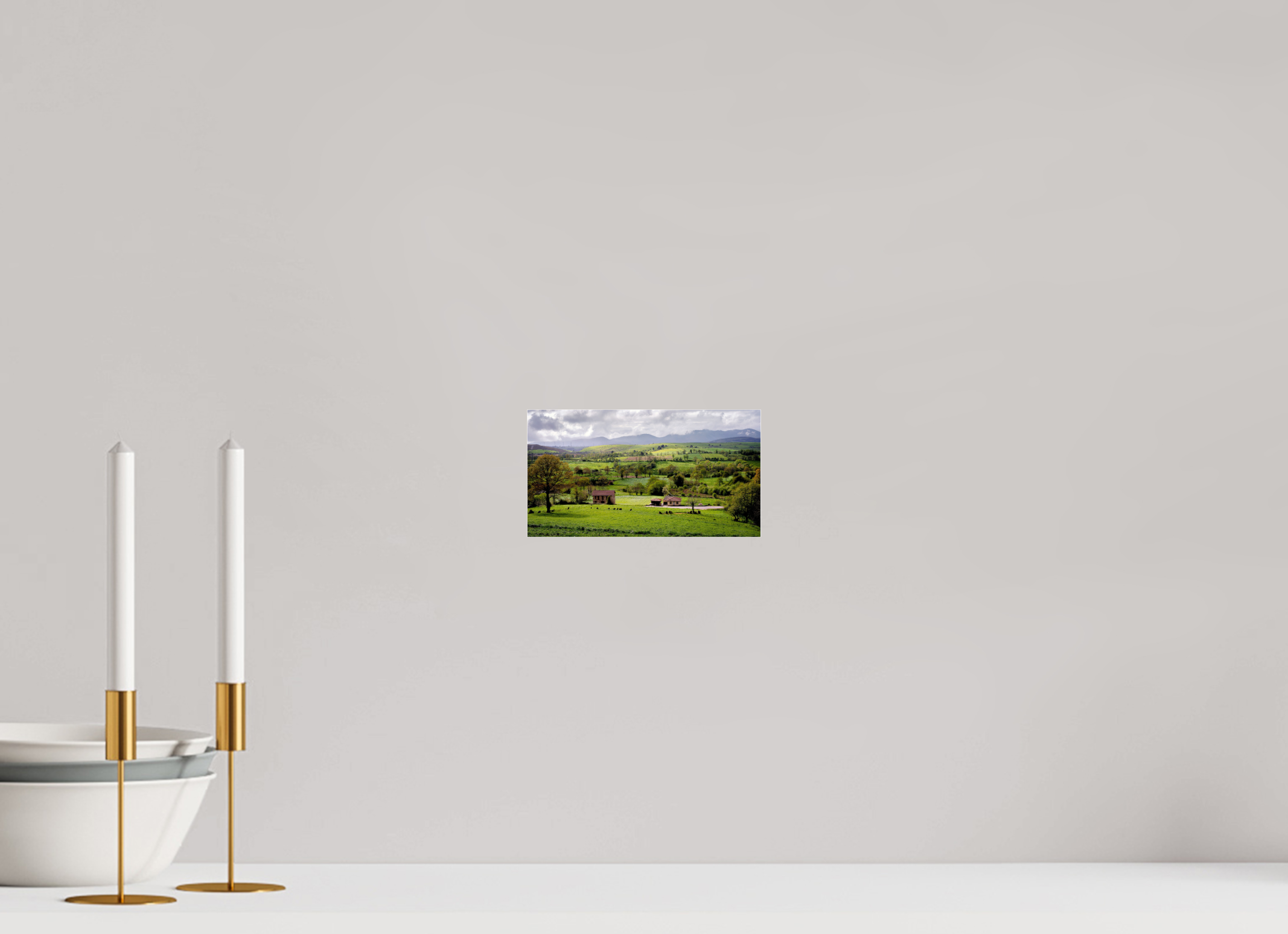 18.3 x 10 cm, Photo Print Under Acrylic Glass A Lush Hilly Countryside in Spain