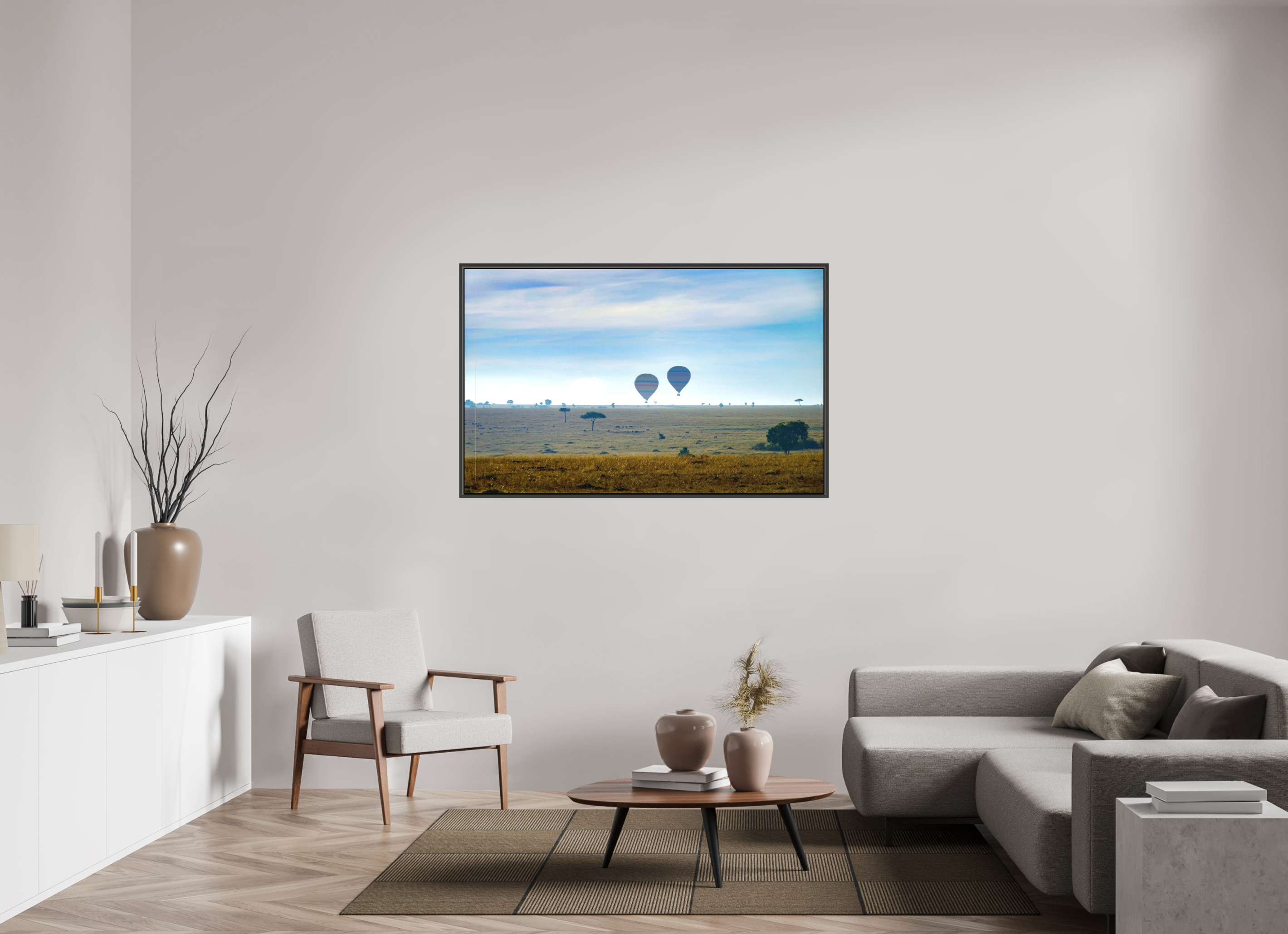 144.7 x 90 cm, Canvas Hot-air Balloons over the Masai Mara - Kenya