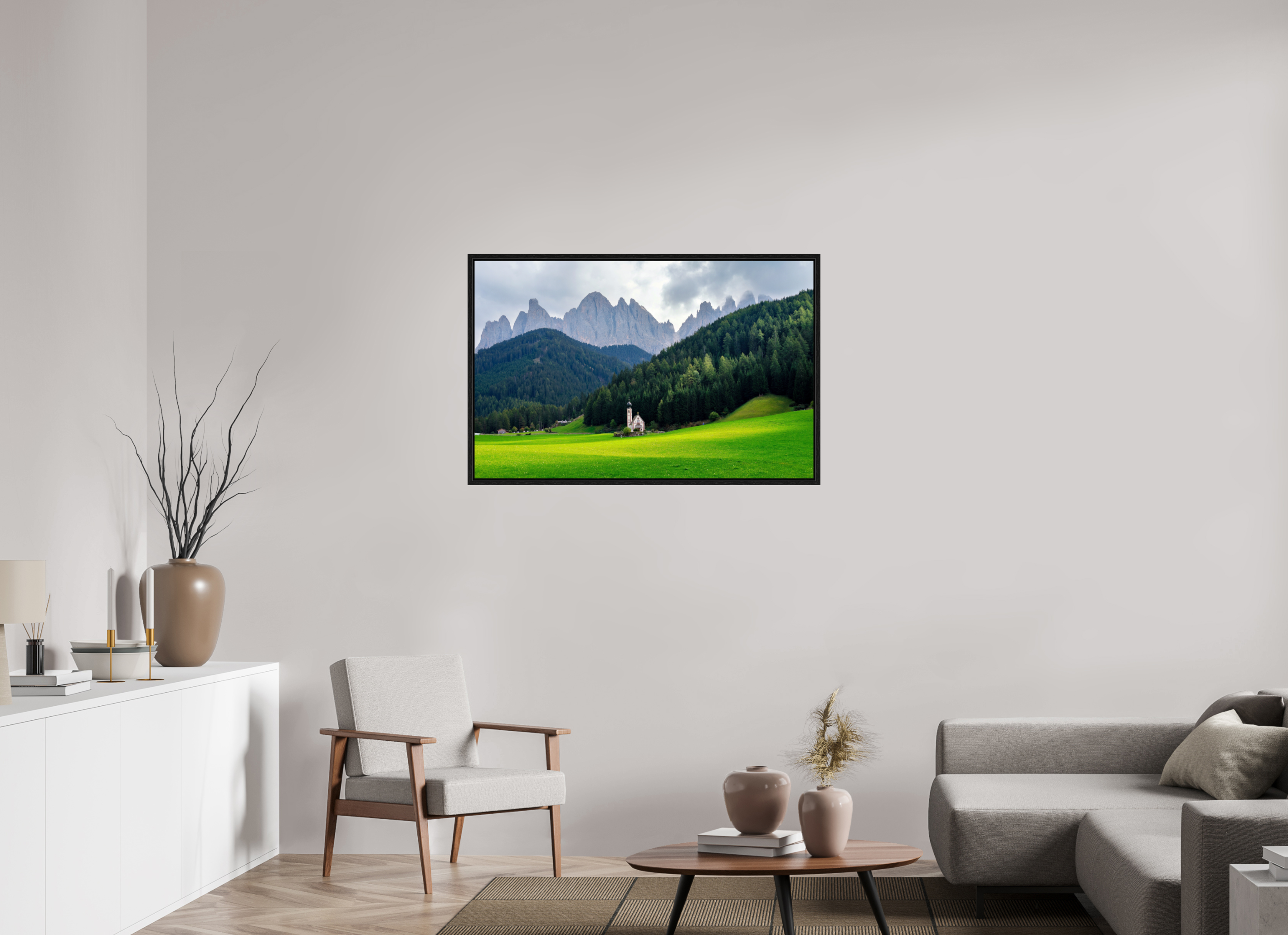 109.1 x 70 cm, Floater Frame Alpine Landscape - Italian Dolomites
