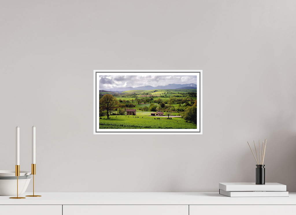36.6 x 20 cm, Print on Forex with Frame Fields in Bloom, Galicia