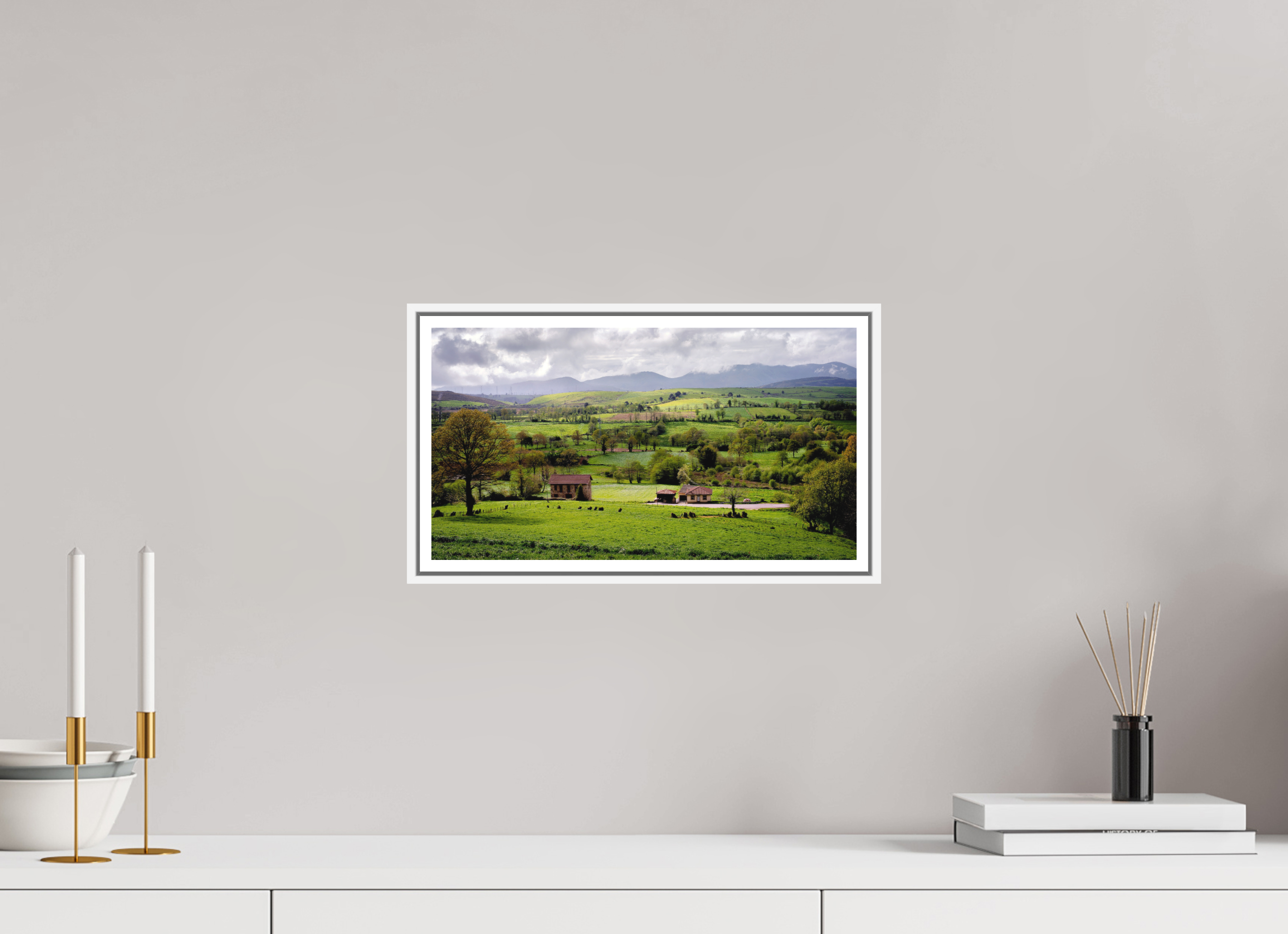 36.6 x 20 cm, Print on Forex with Frame Fields in Bloom, Galicia