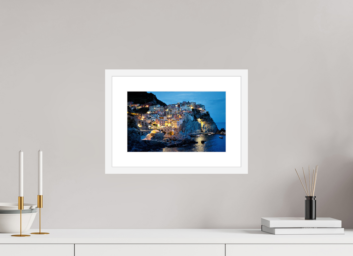 32 x 20 cm, Fine Art Print with Frame Manarola Harbour