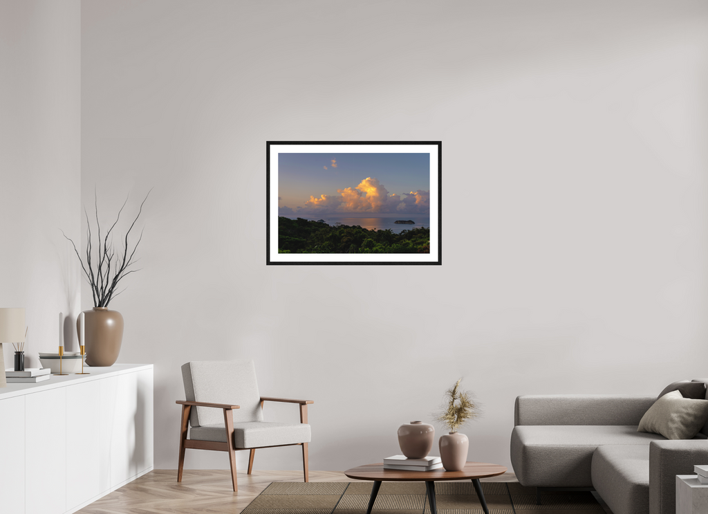 90 x 60 cm, Smooth Natural Paper Print with Frame Morning Clouds - Costa Rica
