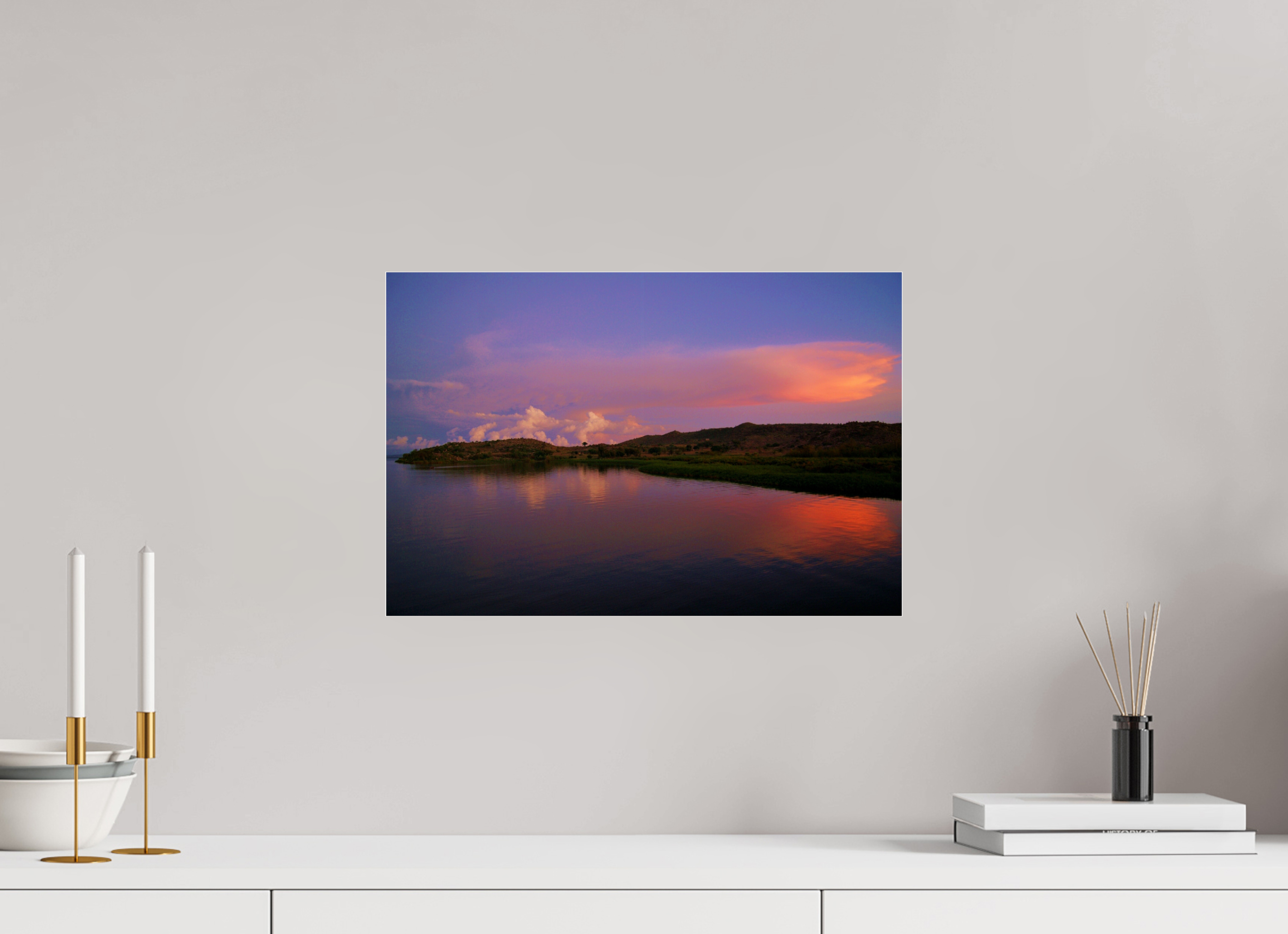 45 x 30 cm, Photo Print Under Acrylic Glass Sunrise Hues of Tanzania