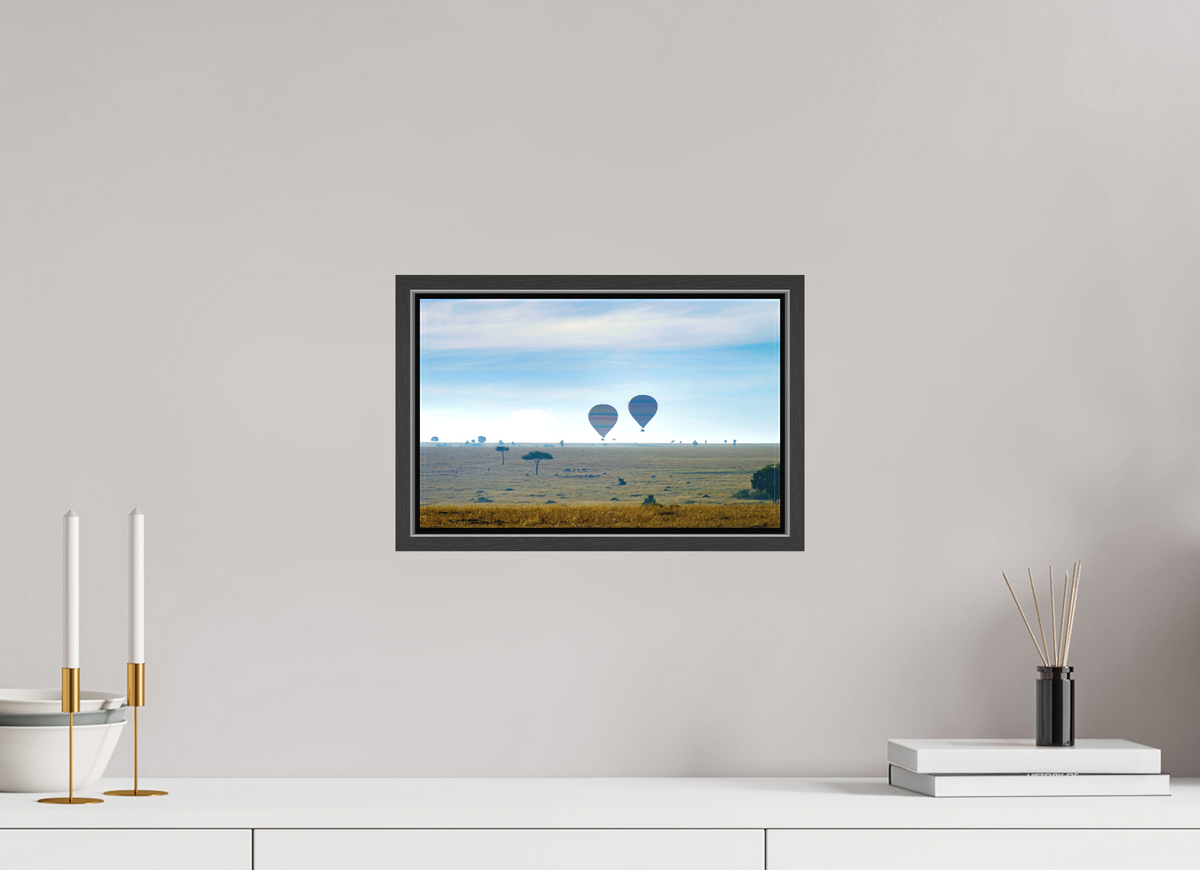 32.1 x 20 cm, Textile Print Canvas with 15 mm Width Gap Frame Hot-air Balloons over the Masai Mara - Kenya