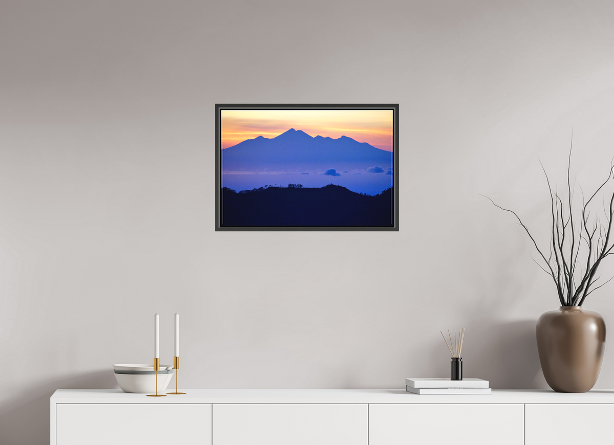 60 x 40 cm, Textile Print Canvas with 15 mm Width Gap Frame Mount Agung at Sunrise - Bali - Indonesia