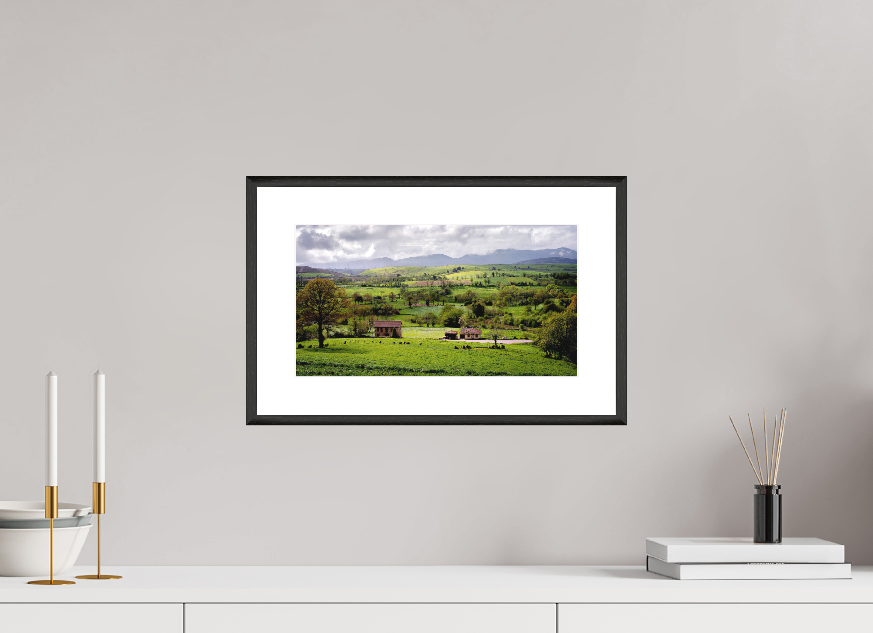 36.6 x 20 cm, Changeable Magnetic Frame - Hahnemühle Fineart Pearl A Lush Hilly Countryside in Spain