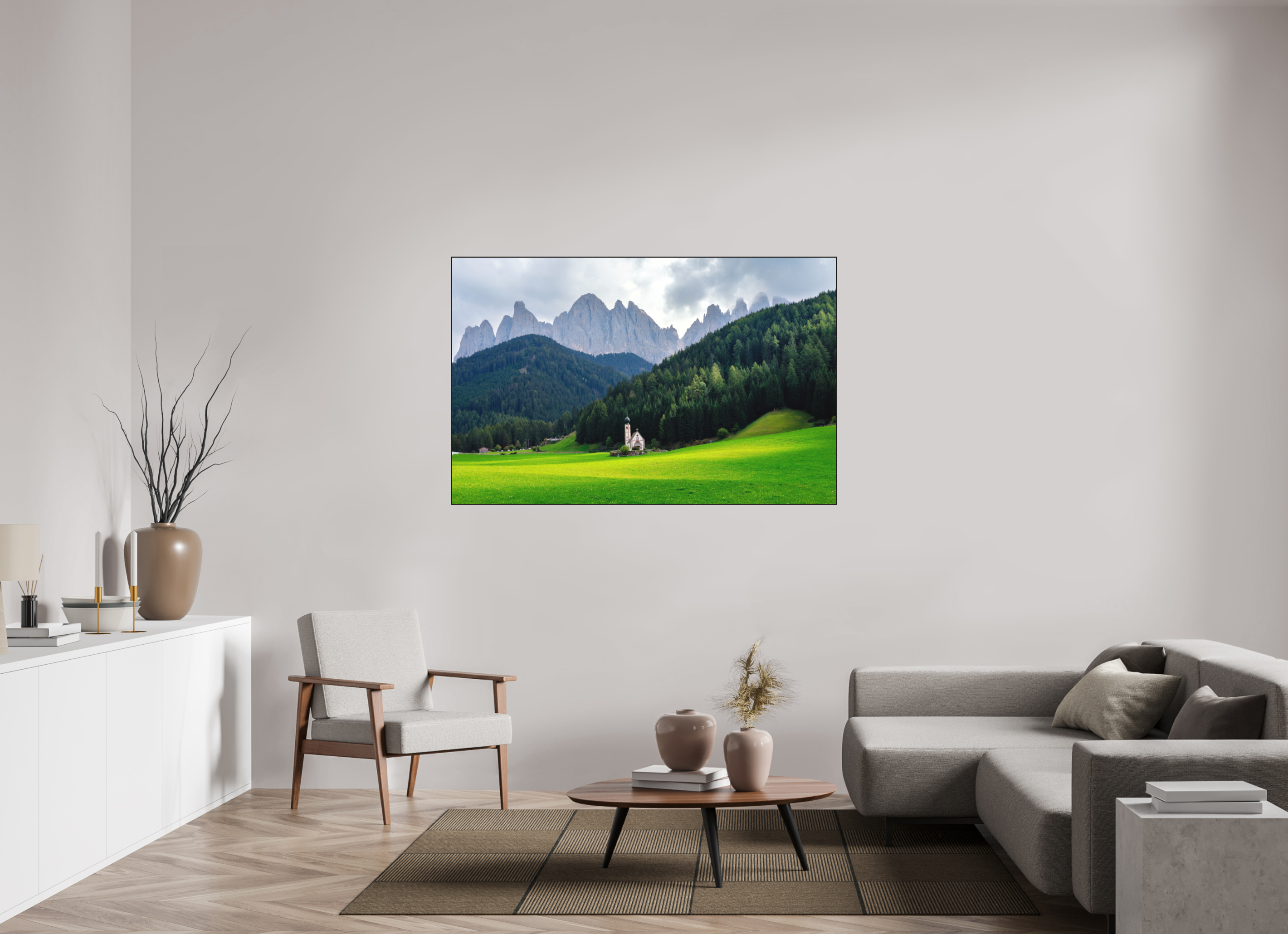 155.9 x 100 cm, Solid Wood Artbox Alpine Landscape - Italian Dolomites