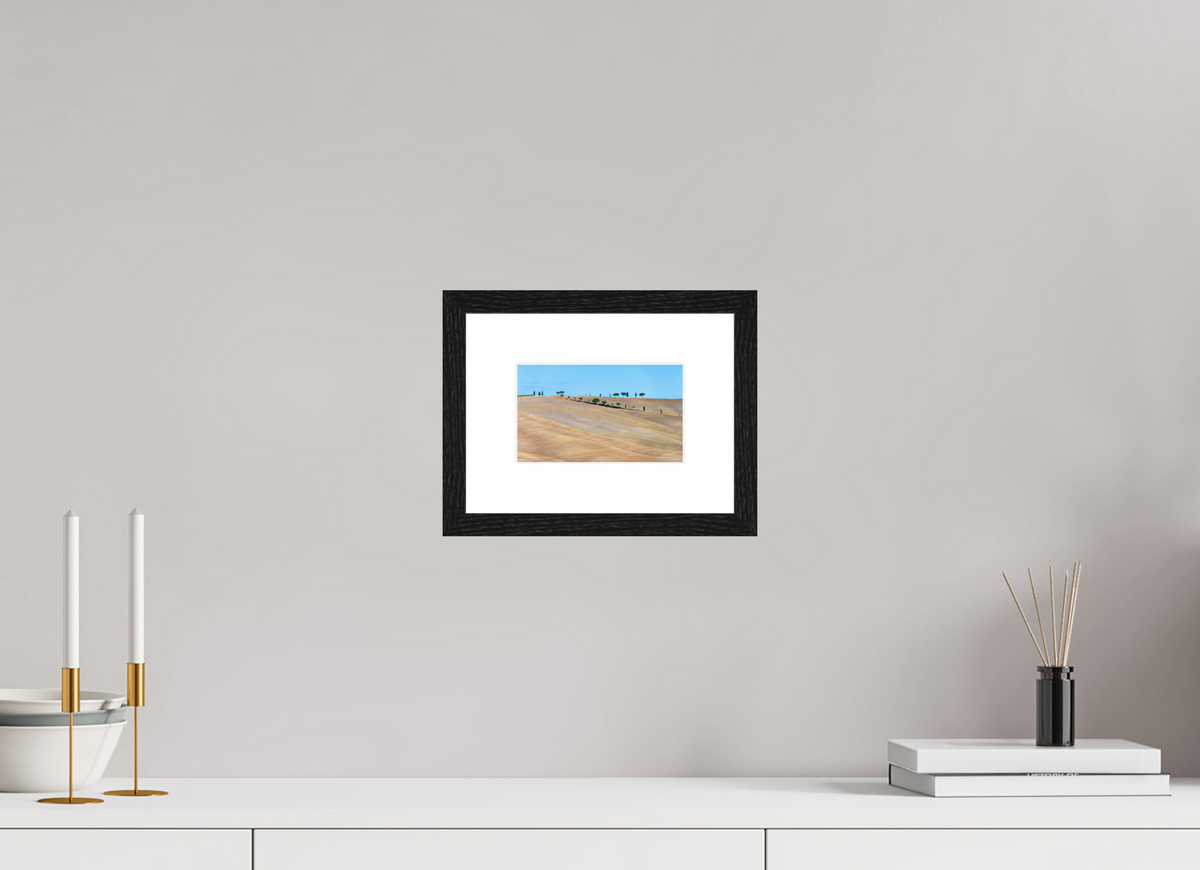 16.3 x 10 cm, Smooth Natural Paper Print with Frame Waves of the Harvest, Tuscany, Italy