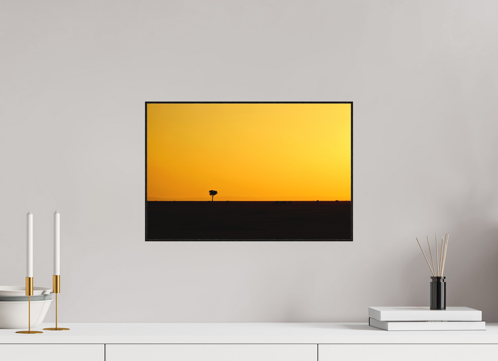 45 x 30 cm, Solid Wood Artbox Golden Sky over the African Savannah