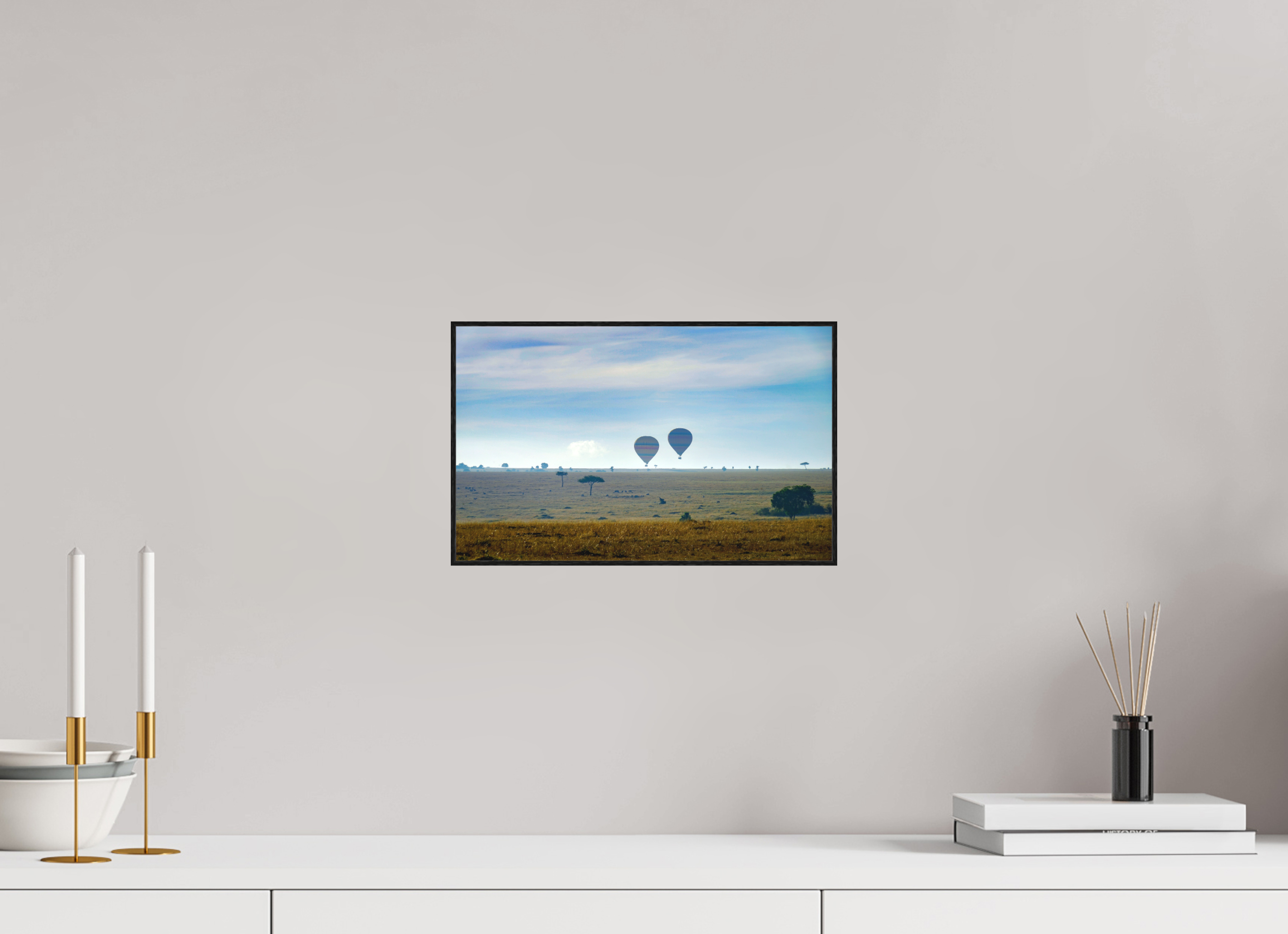 32.1 x 20 cm, Solid Wood Artbox Hot-air Balloons over the Masai Mara - Kenya