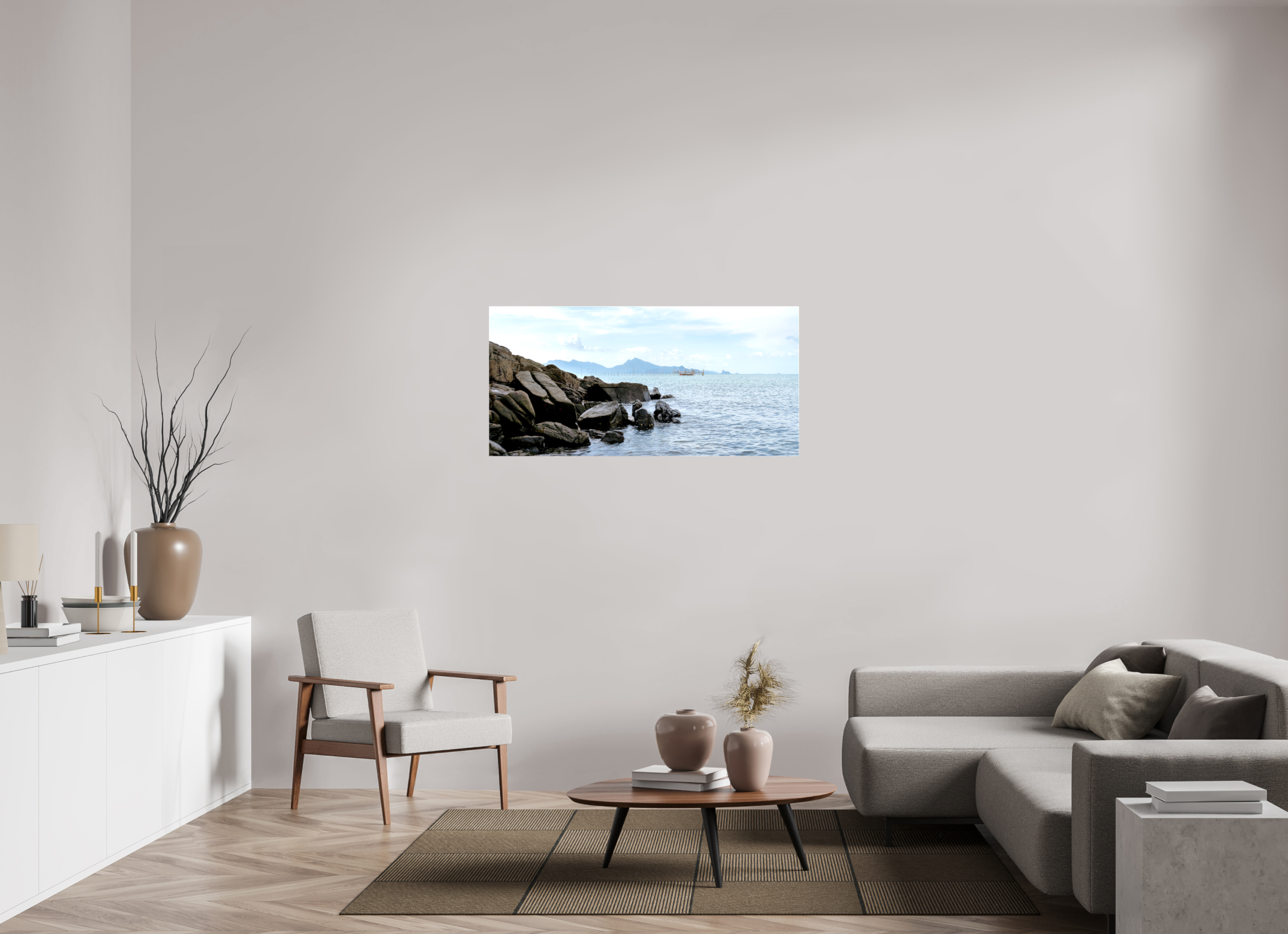 125.3 x 60 cm, Canvases Unframed Black Rocks