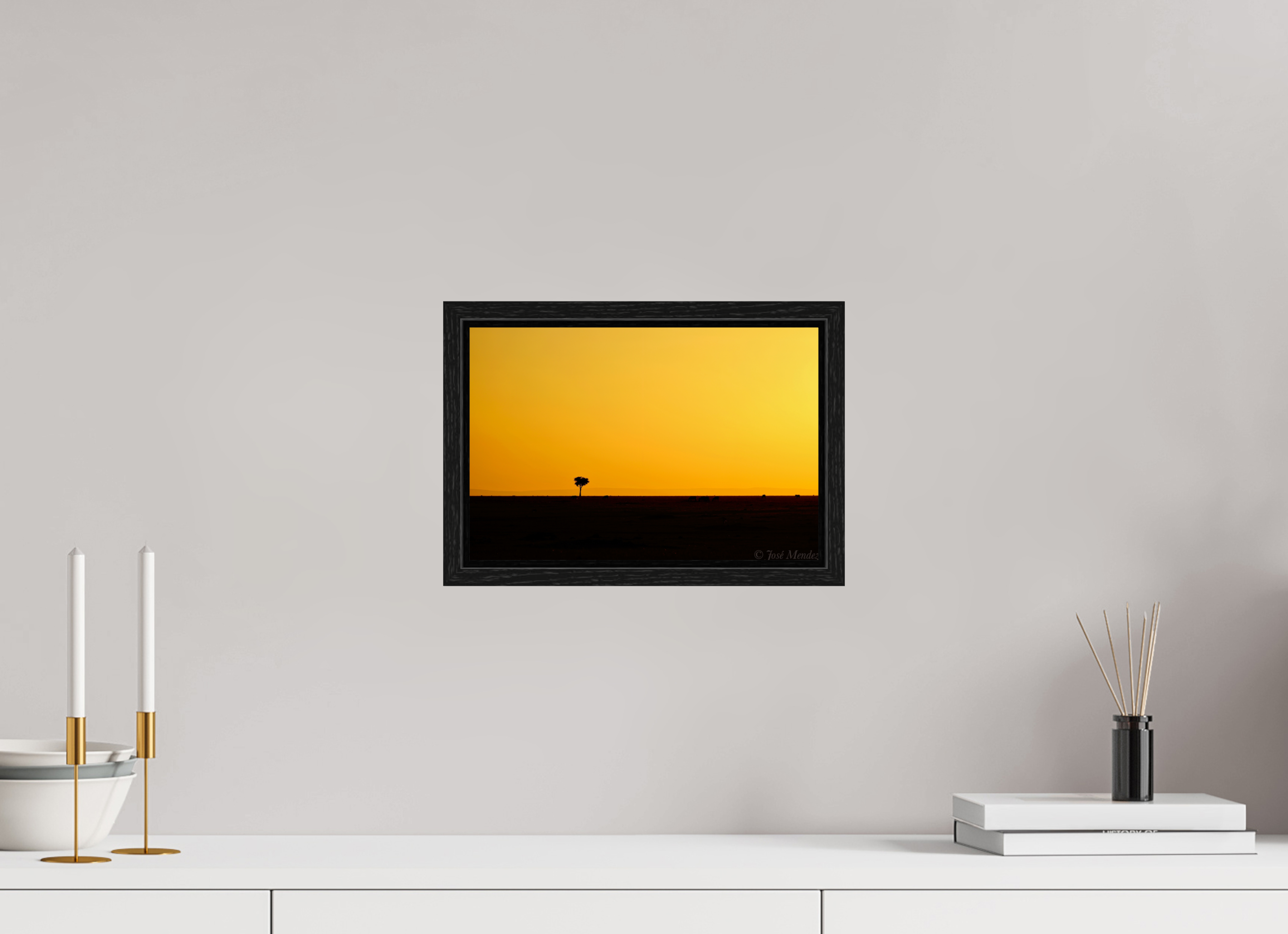 30 x 20 cm, Floater Frame Acacia Tree at Twilight