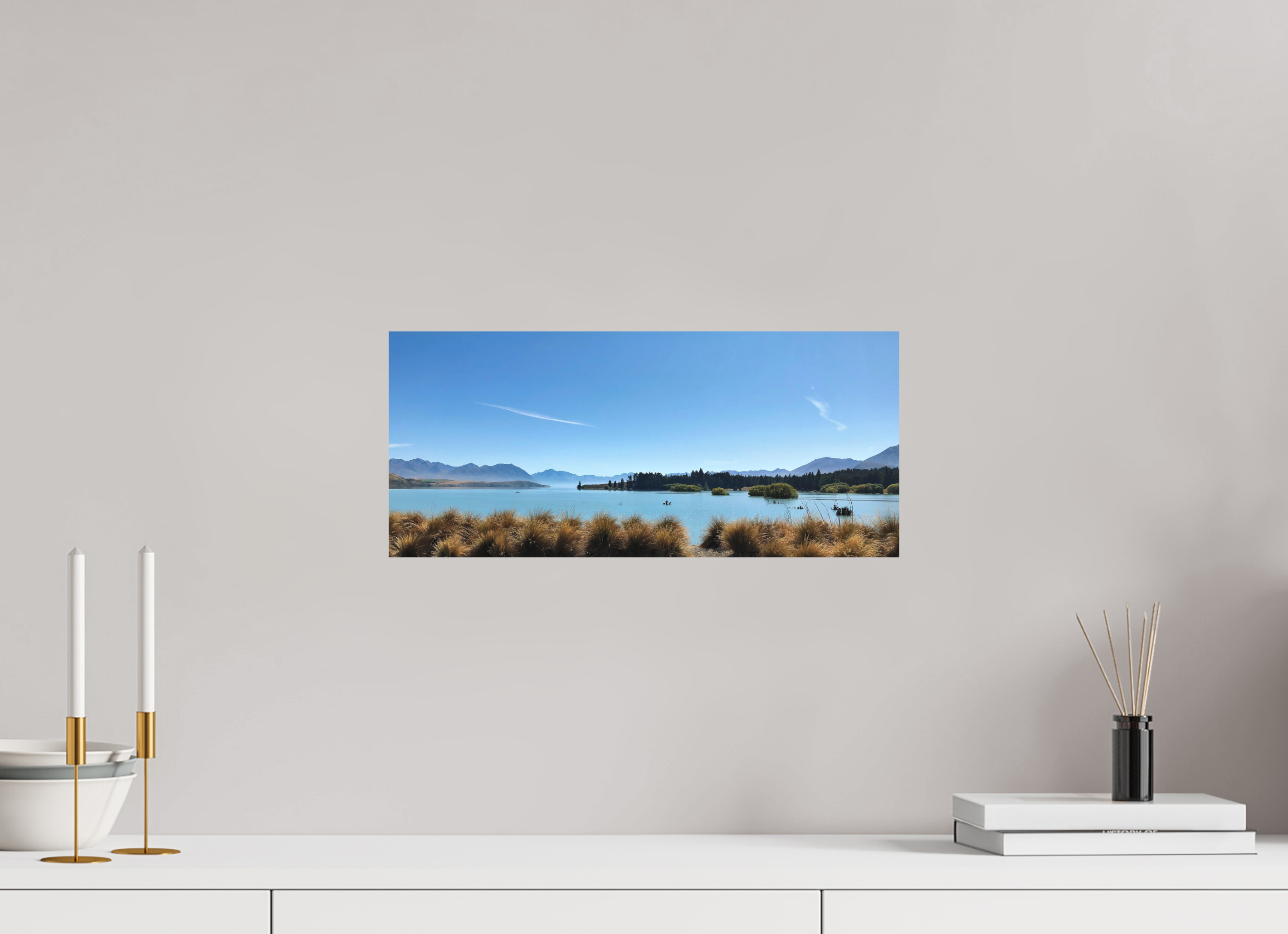 45.2 x 20 cm, Fine Art Print Smooth Lake Pukaki - New Zealand