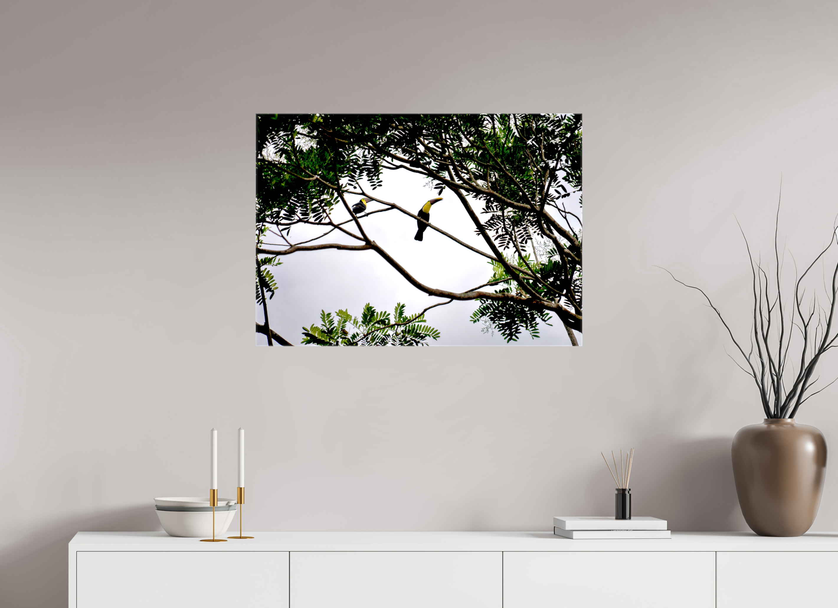 84.7 x 60 cm, Canvases Unframed A Hornbill on a Branch