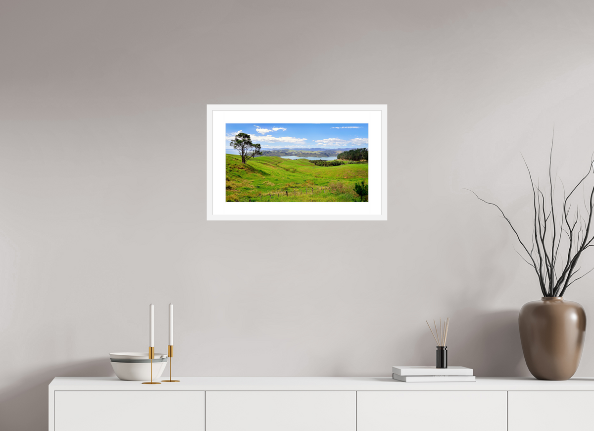 53.7 x 30 cm, Fine Art Print with Frame Coromandel Landscape - New Zealand