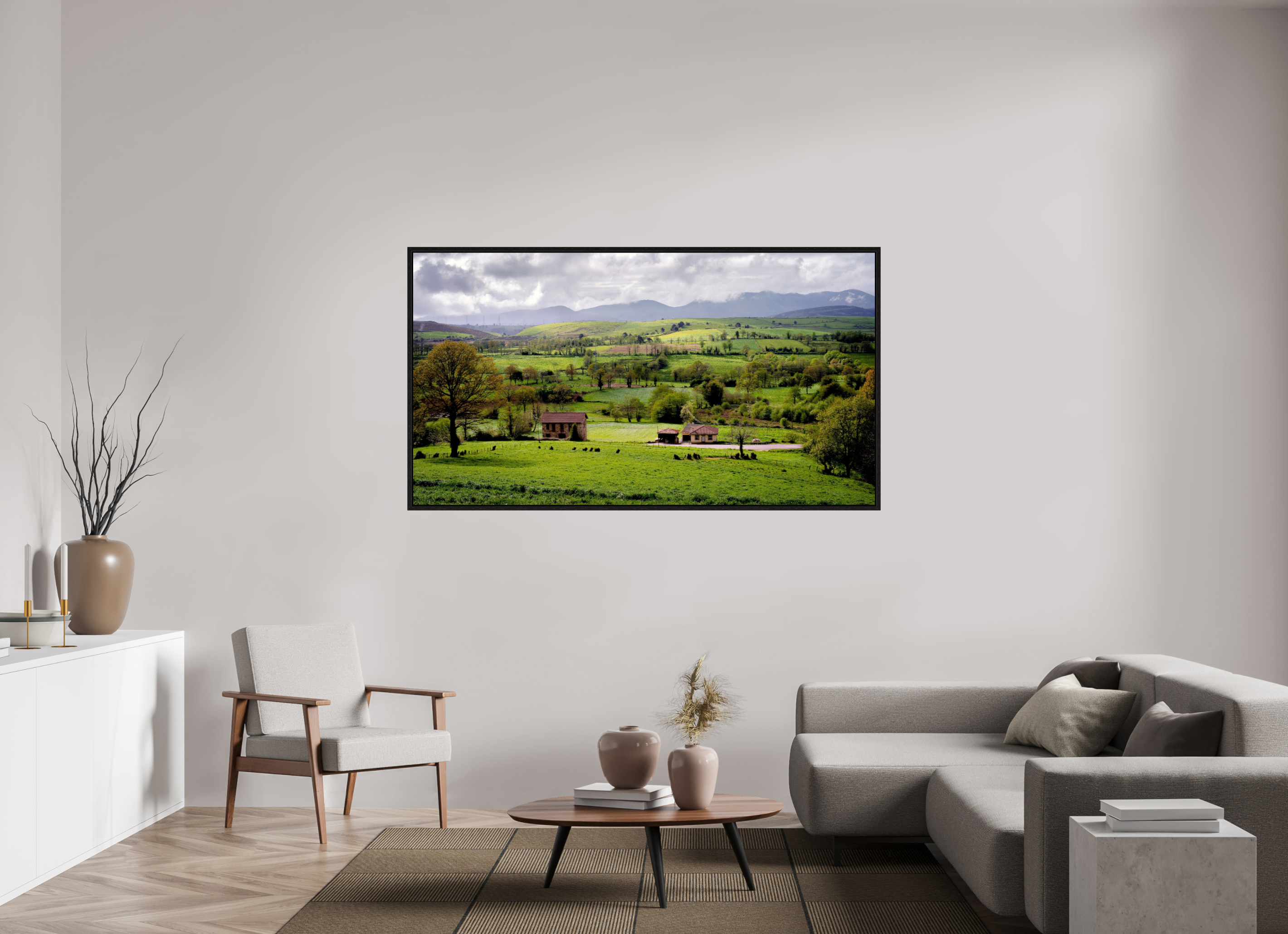 183.1 x 100 cm, Floater Frame A Lush Hilly Countryside in Spain