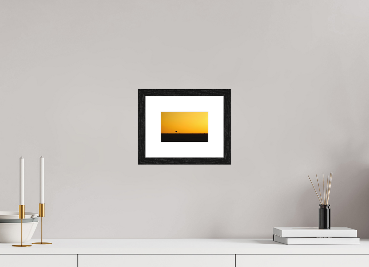15 x 10 cm, Smooth Natural Paper Print with Frame Golden Sky over the African Savannah
